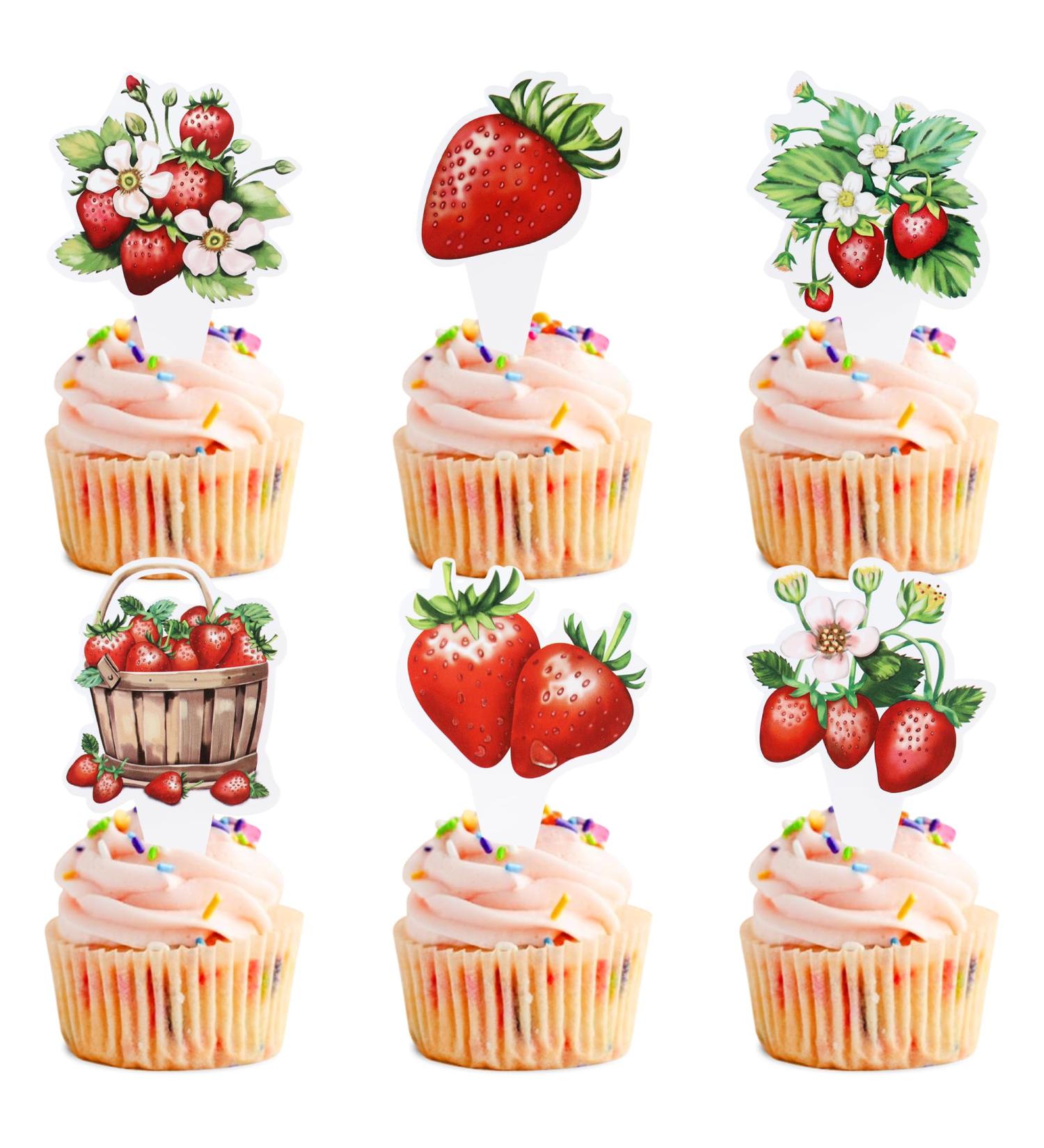 Keaziu 36 Pack Red Strawberry Cupcake Toppers Strawberry Theme Party Cupcake Picks for Birthday Wedding Party Baby Shower Summer Garden Party Decoration Supplies Strawberry 2024-2 - Buy Online on GoSupps.com
