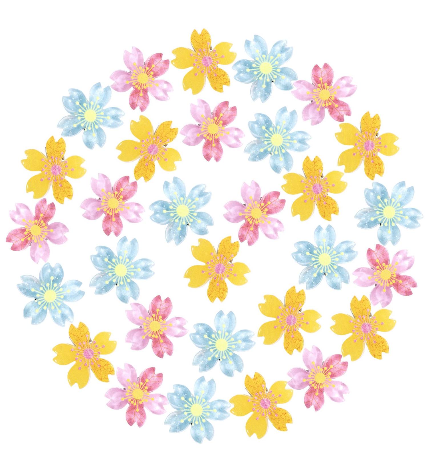 HINZIC Mini Flower Hair Clips - 30Pcs Cherry Blossom Claw Clips for Girls & Women (Pink, Yellow, Blue) - Wedding Hair Accessories - Buy Online on GoSupps.com