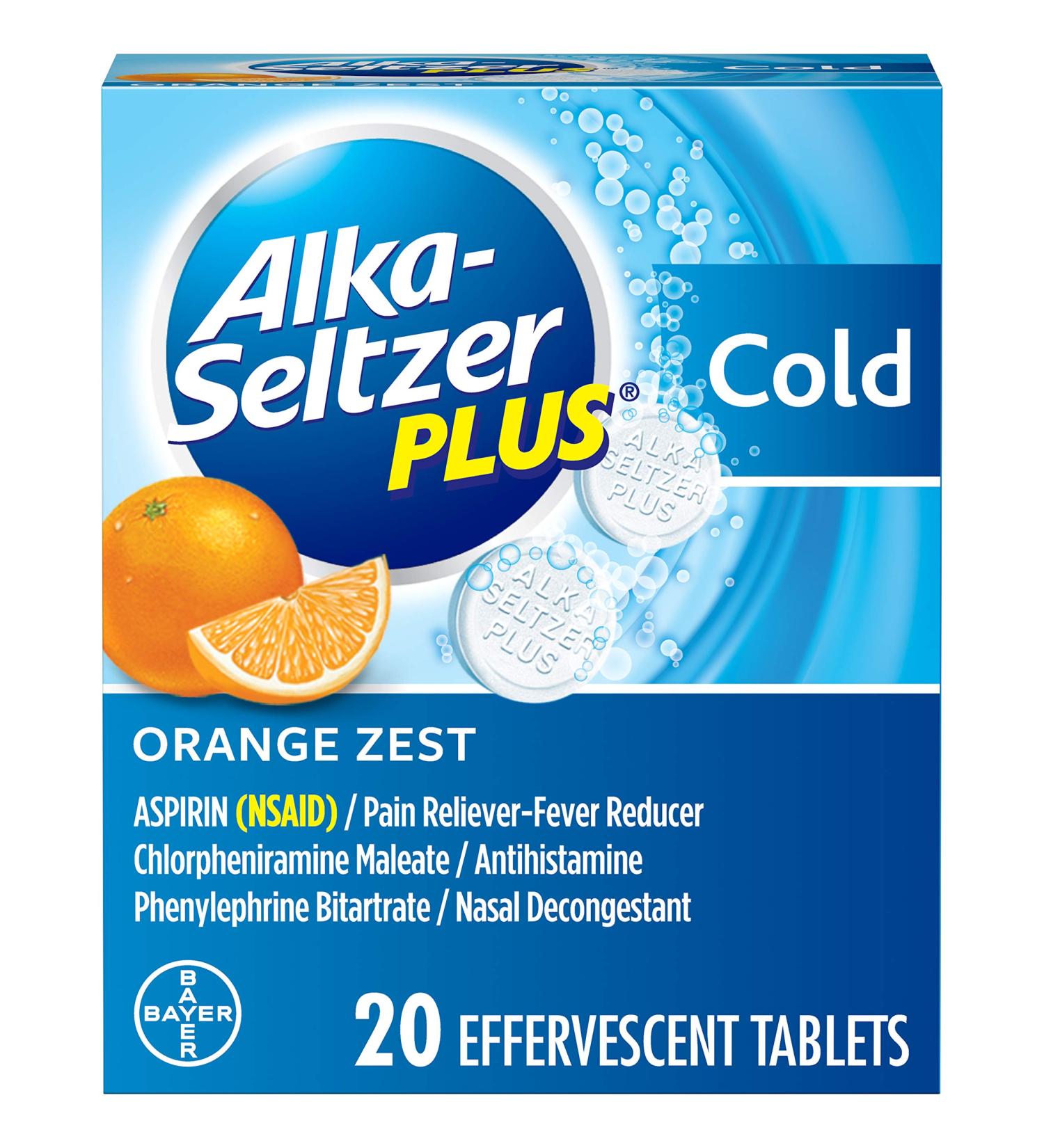 Alka-Seltzer Plus Cold Medicine Orange Zest Tablets - 20 Count - Buy Online on GoSupps.com