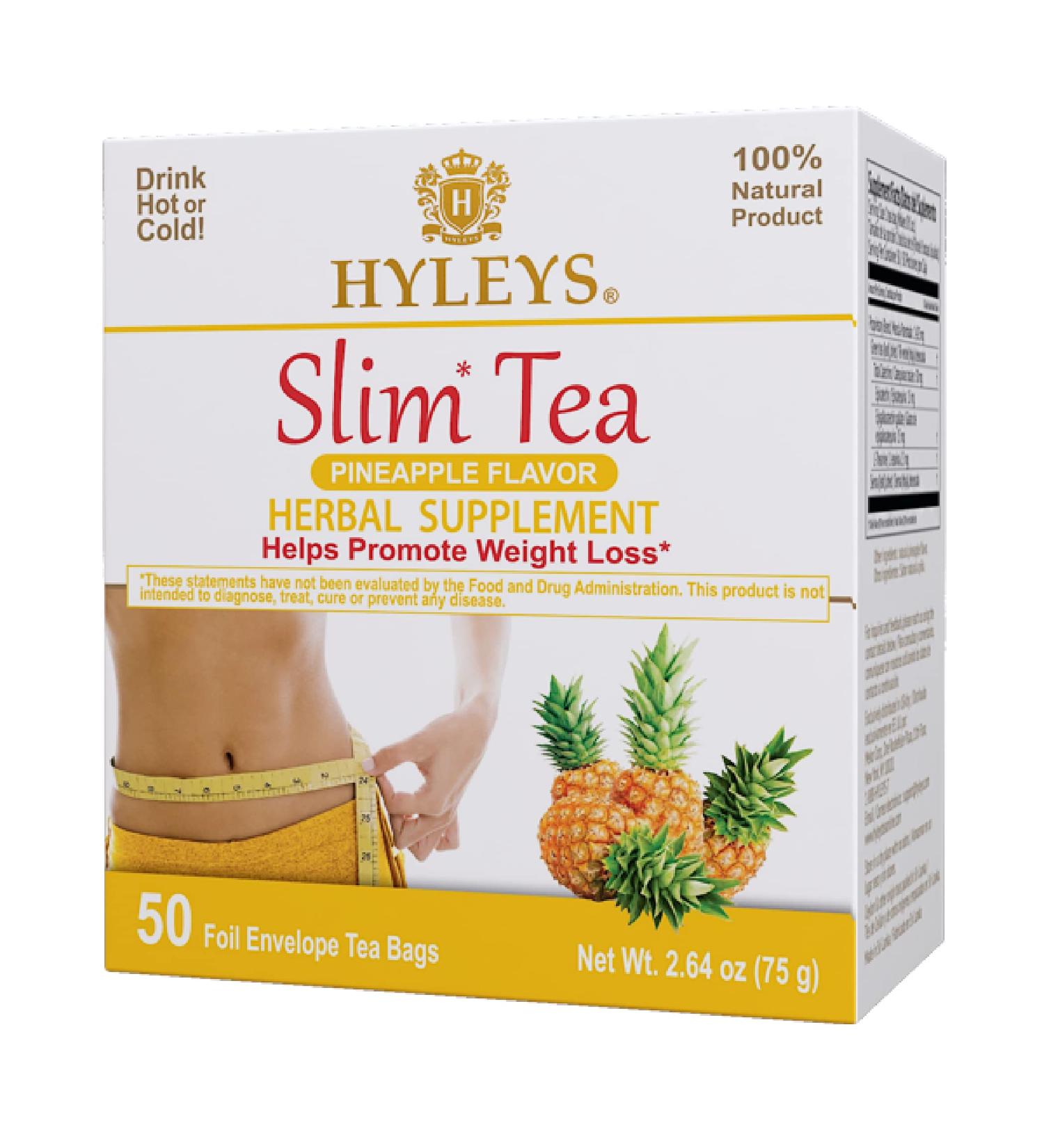 Hyleys Slim Tea Pineapple - 50 Tea Bags - Cleanse, Detox & Weight Loss Supplement - Buy Online on GoSupps.com
