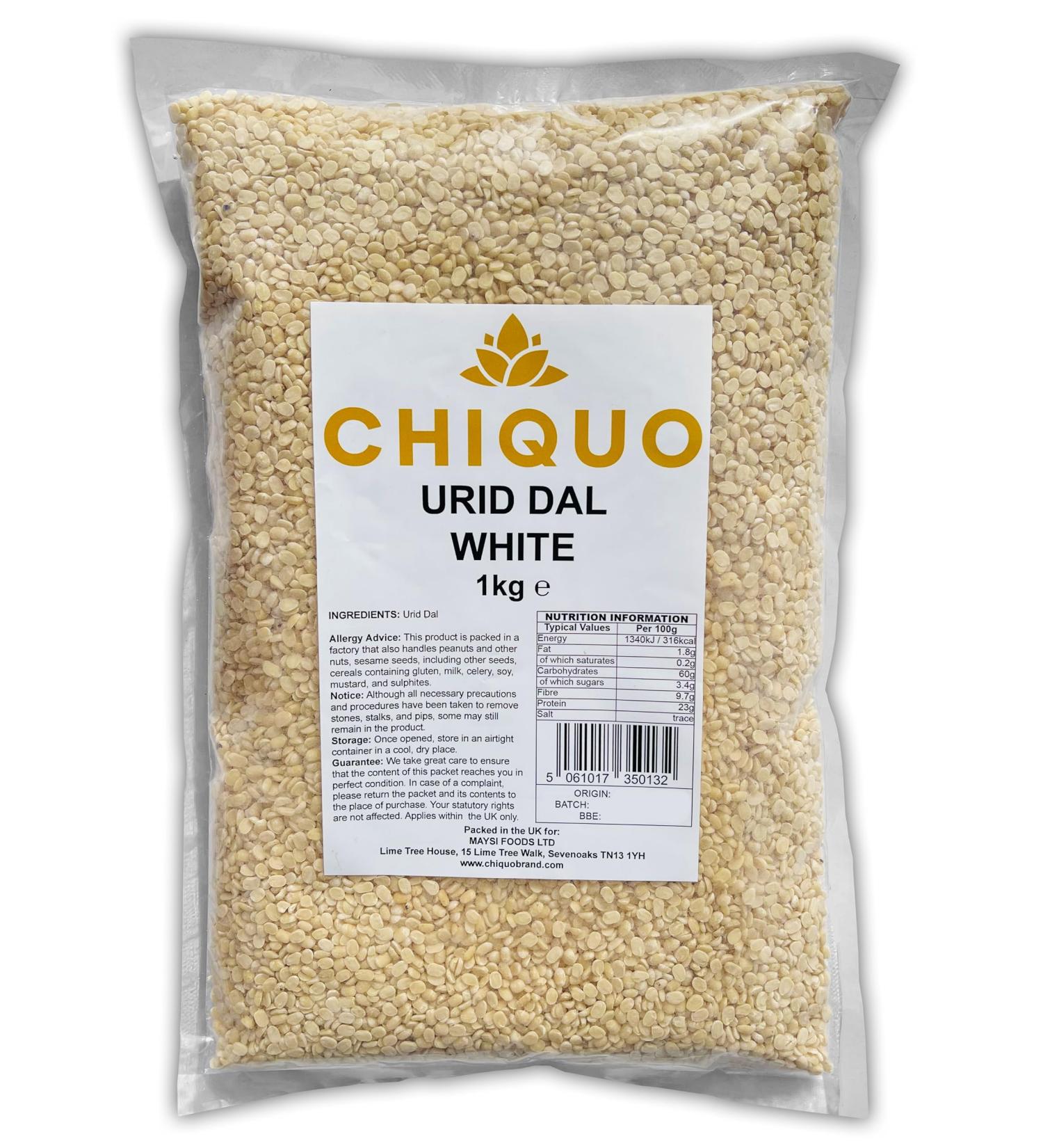 Chiquo Urid Dal White 1kg - Protein Rich Split Matpe Beans - Buy Online on GoSupps.com