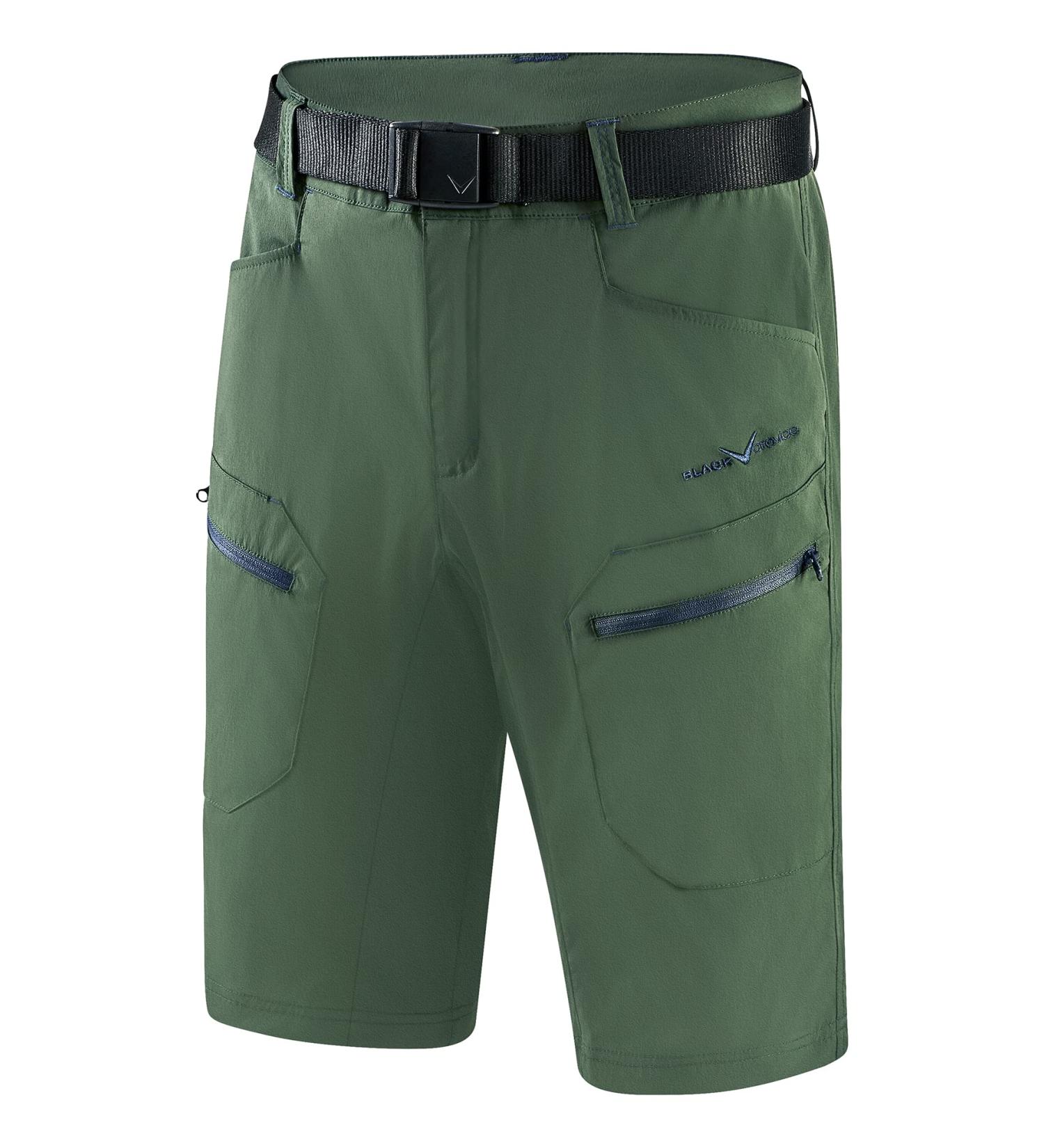 Black Crevice Men's Trekking Shorts | Water-Repellent Quick-Drying Durable Outdoor Shorts in Forest Green/Steel Blue | Ideal Hiking Gear for Men - Buy Online on GoSupps.com