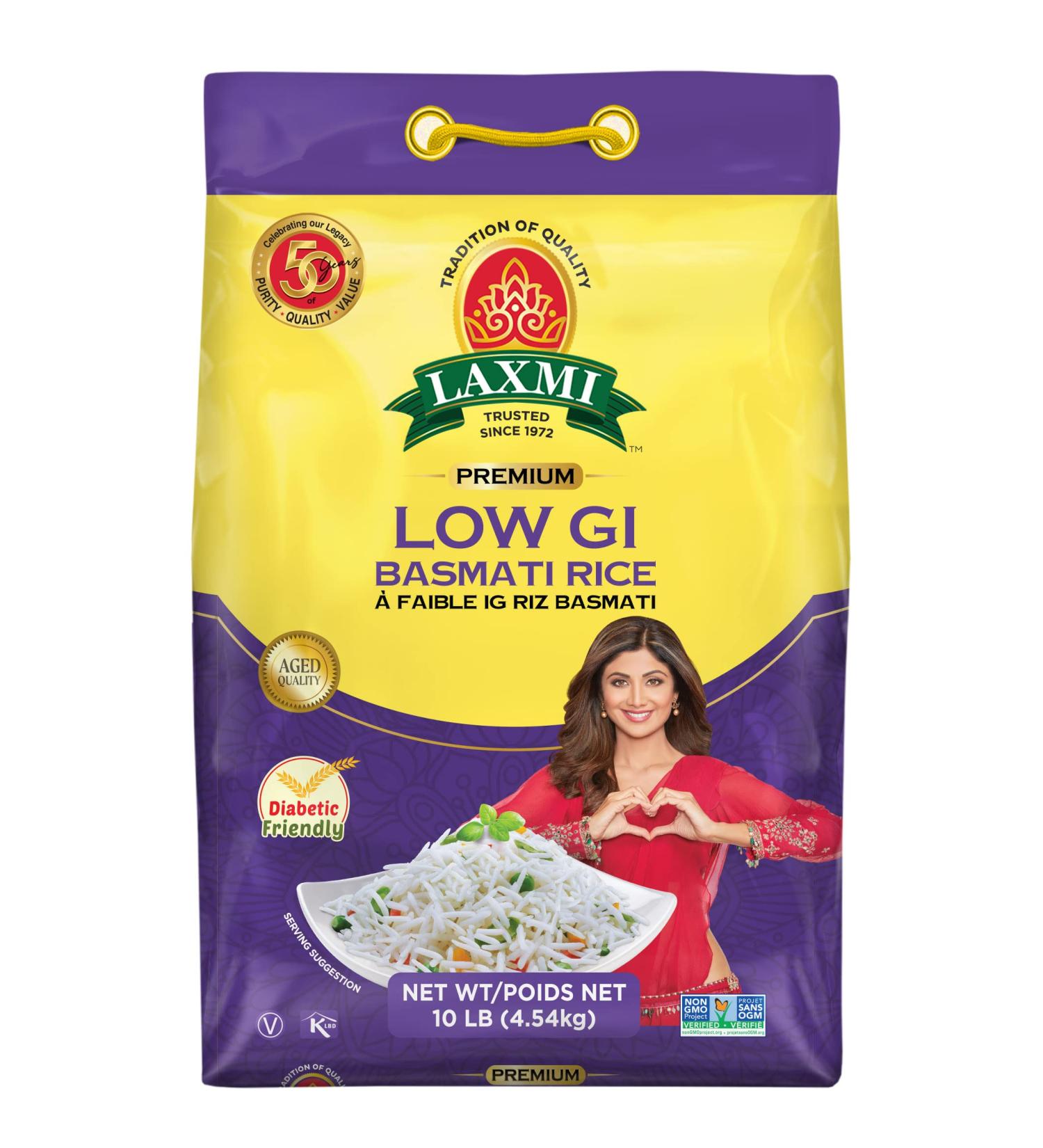 Laxmi Diabetic Friendly Basmati Rice - Low G.I. Index Value - 10lb - Buy Online on GoSupps.com