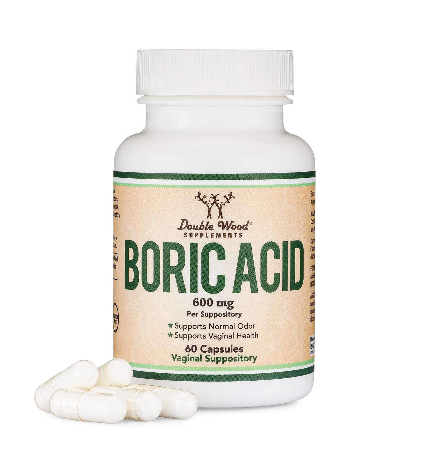 Boric Acid Suppositories 600mg - 60 Count - Vaginal pH Balance & Odor Control - USP Medical Grade - Made in USA - Buy Online on GoSupps.com