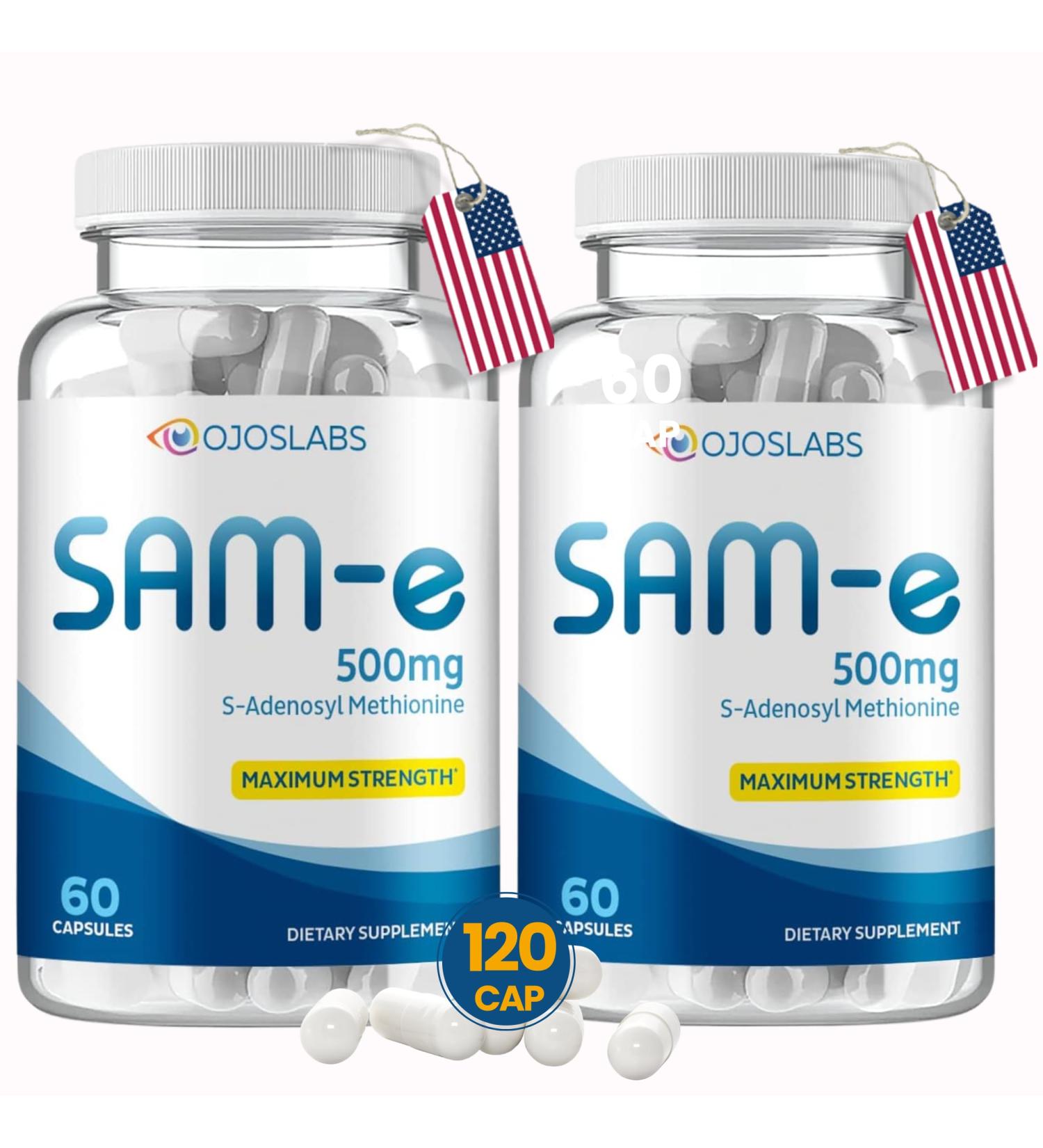 OjosLabs Sam e 500mg Methionine Supplement for Liver Joint Brain and Mood Support High Absorption SAM-e (S Adenosyl Methionine) Vegan Gluten Free Non-GMO-USA Made 60 Sam e Capsule (2 Pack) - Buy Online on GoSupps.com