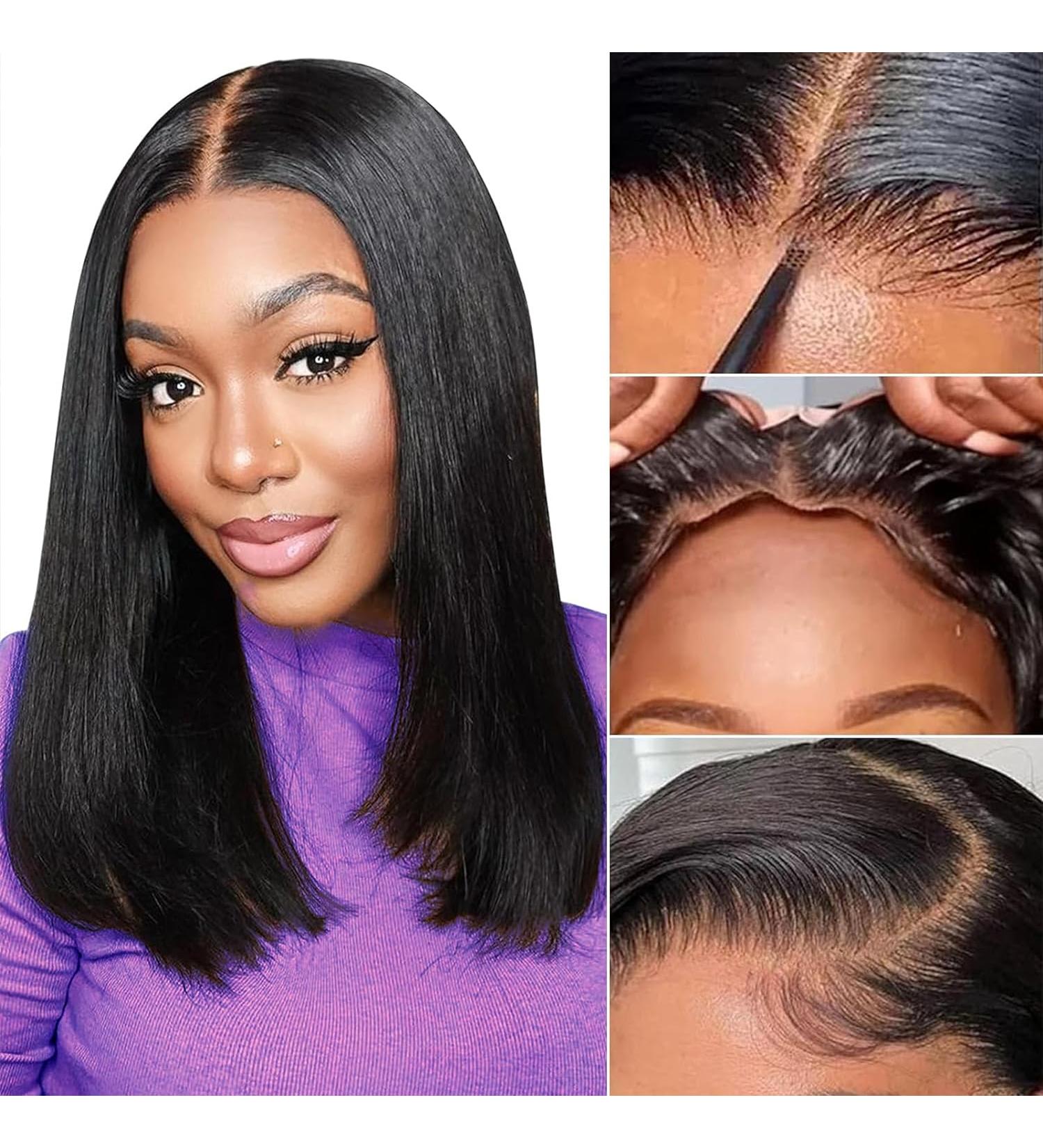 Eawwii Glueless Wigs Human Hair - Black - 14 Inch - Buy Online on GoSupps.com