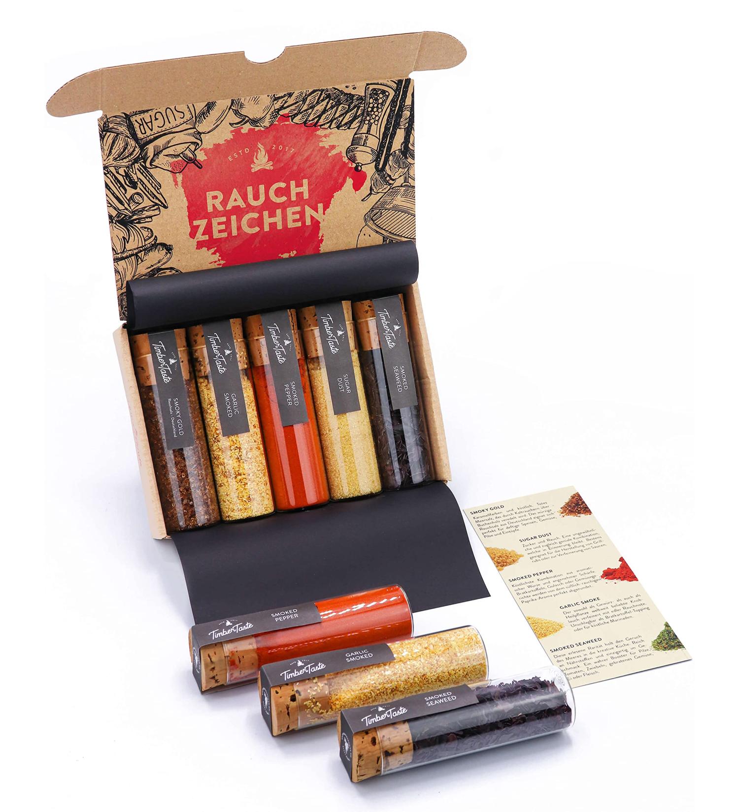 Smoke Aroma Spice Gift Set | 5 Noble Smoky Spices & Recipes | Perfect Vegan Birthday Gift for Grill Lovers - Buy Online on GoSupps.com