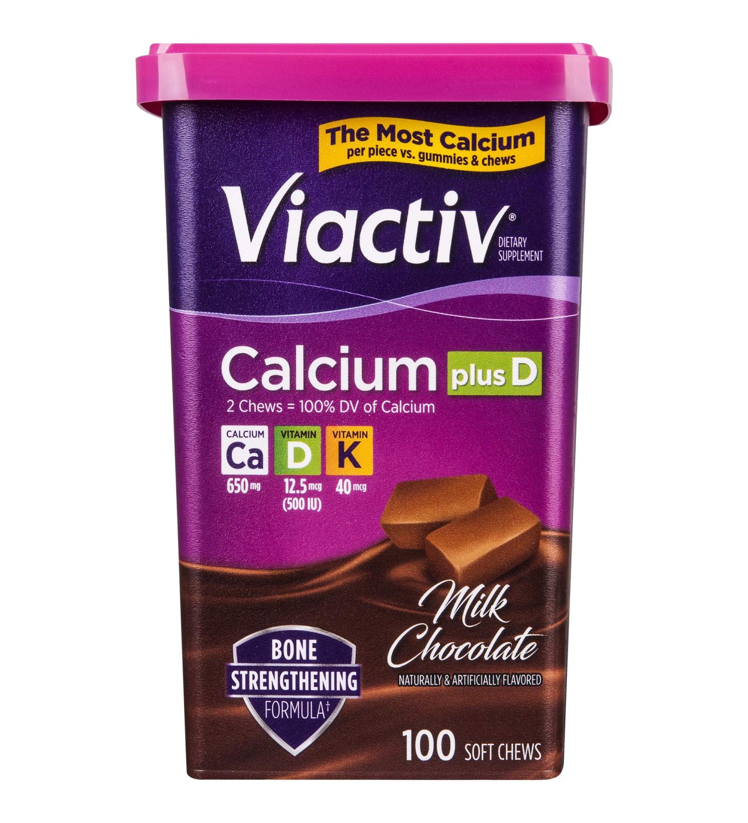 Viactiv Calcium + Vitamin D3 Milk Chocolate Soft Chews - 100 Count - Buy Online on GoSupps.com