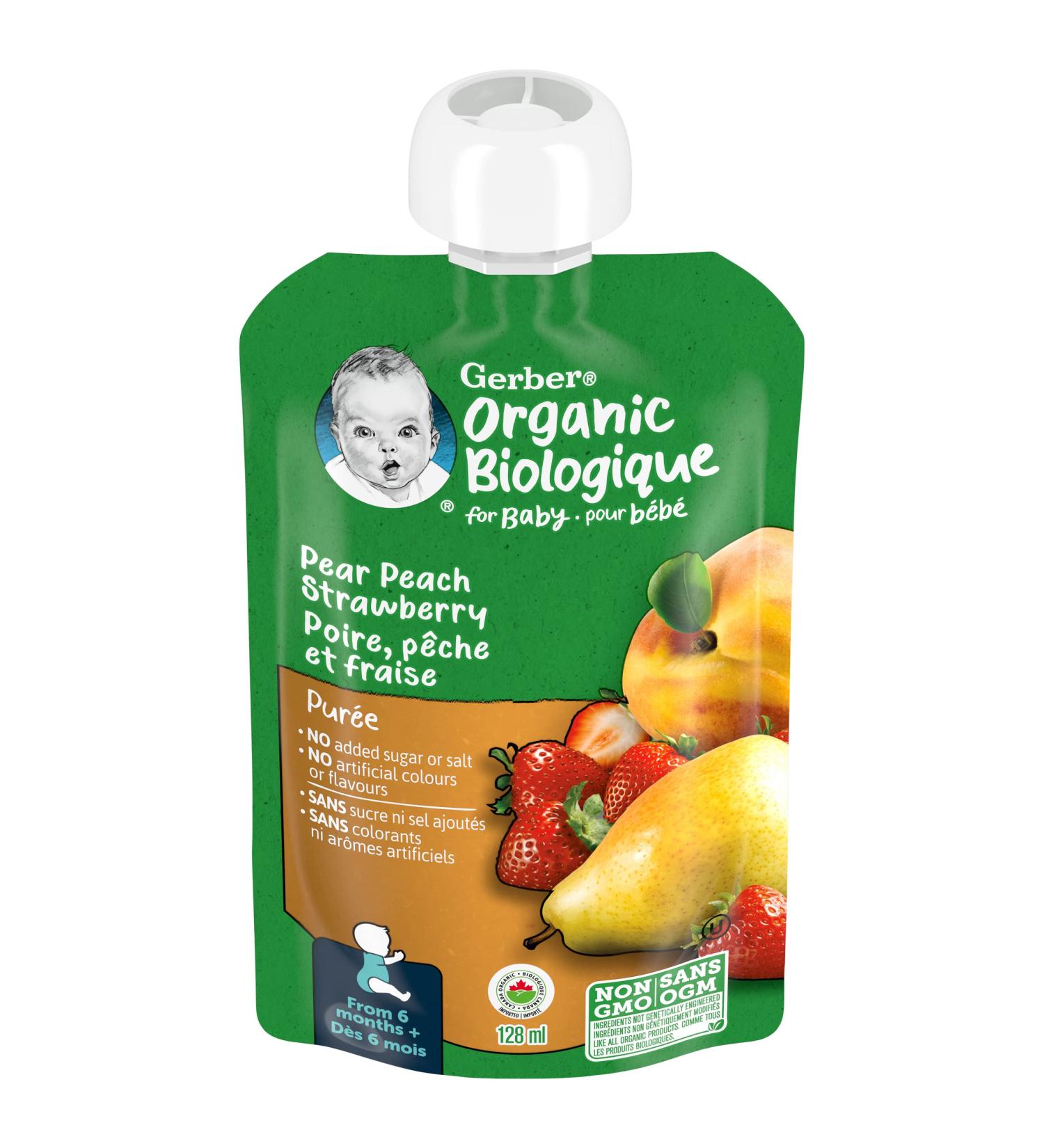 Nestle Gerber Nestle Gerber Organic Puree Pear Peach & Strawberry 128ml Pouch - Buy Online on GoSupps.com