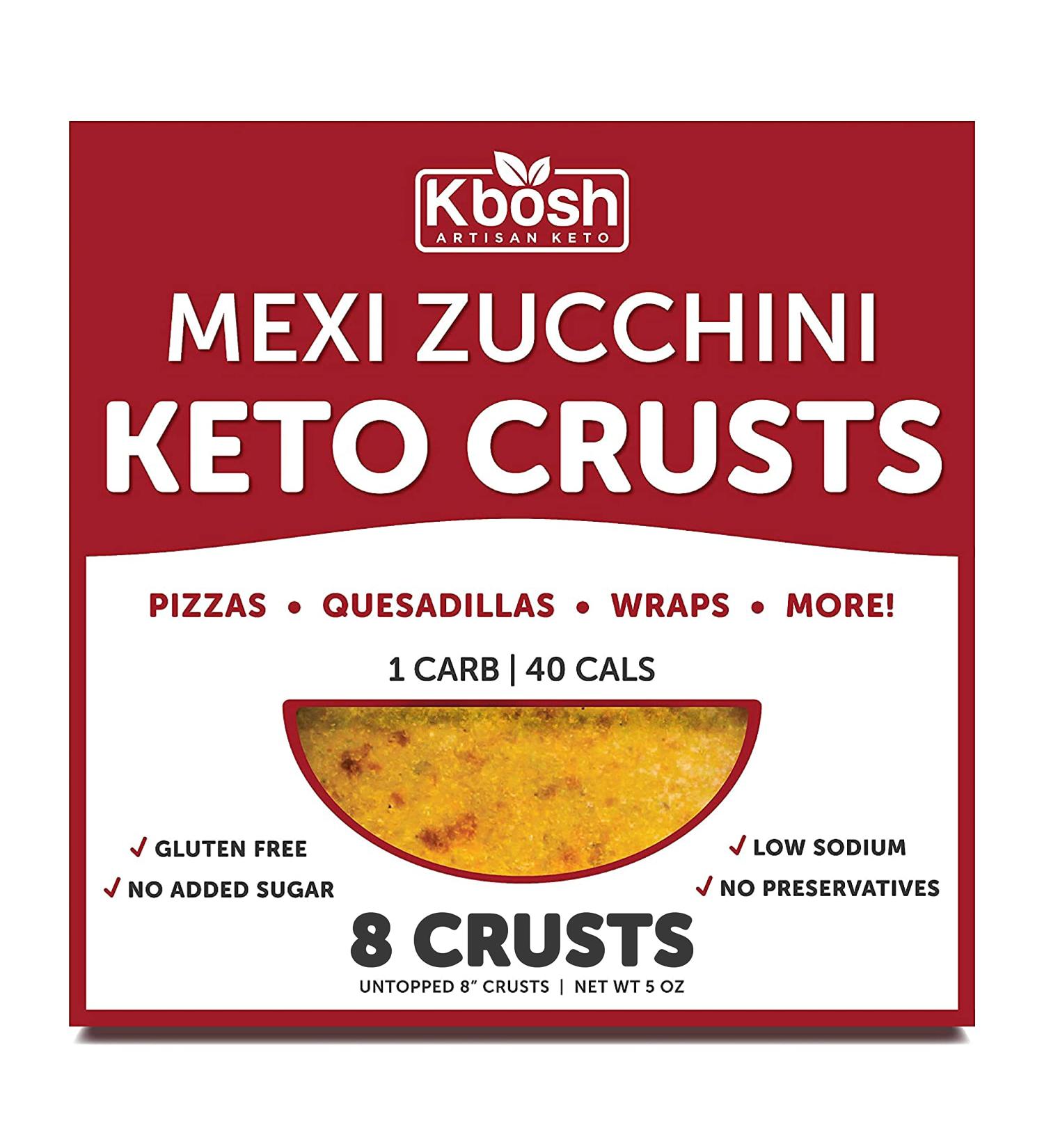 Kbosh Keto Crusts - Mexi Zucchini Keto Pizza Crust - 1 Carb & 40 Cals - Sugar-Free Low Carb - 8 Crusts - Buy Online on GoSupps.com