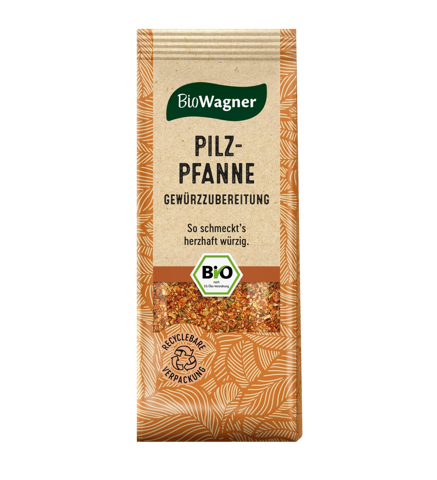 Biowagner - organic mushroom pan spice preparation |Intensive spicy taste |Natural organic ingredients |Recyclebare packaging |60 g