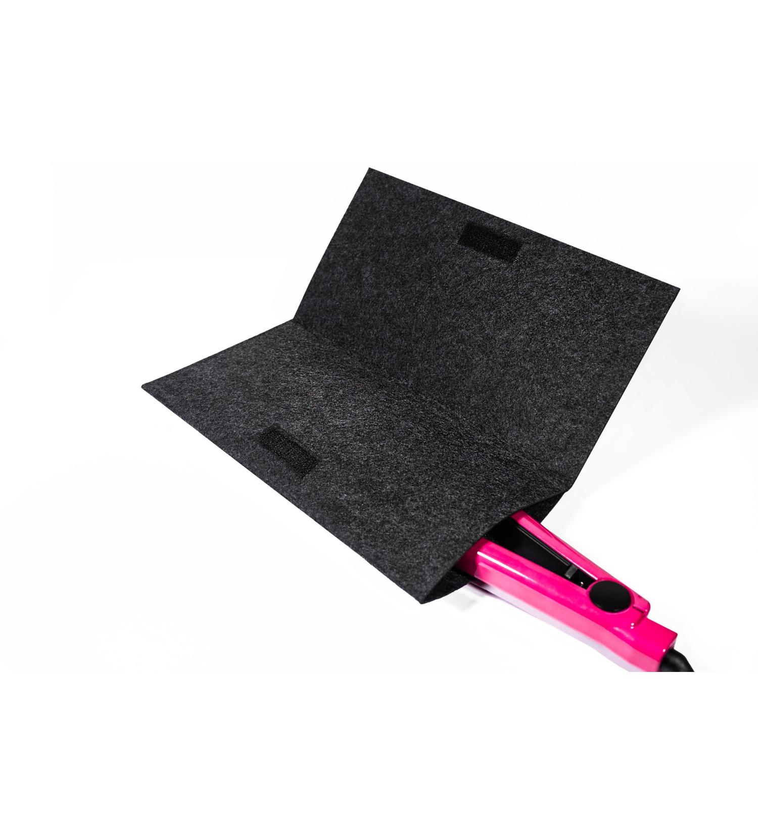 Glamza Hair Straightener Mat & Pouch - Made from Heat Resistant Safety Felt - Ideal for Home & Travel (Dark Grey) - Buy Online on GoSupps.com