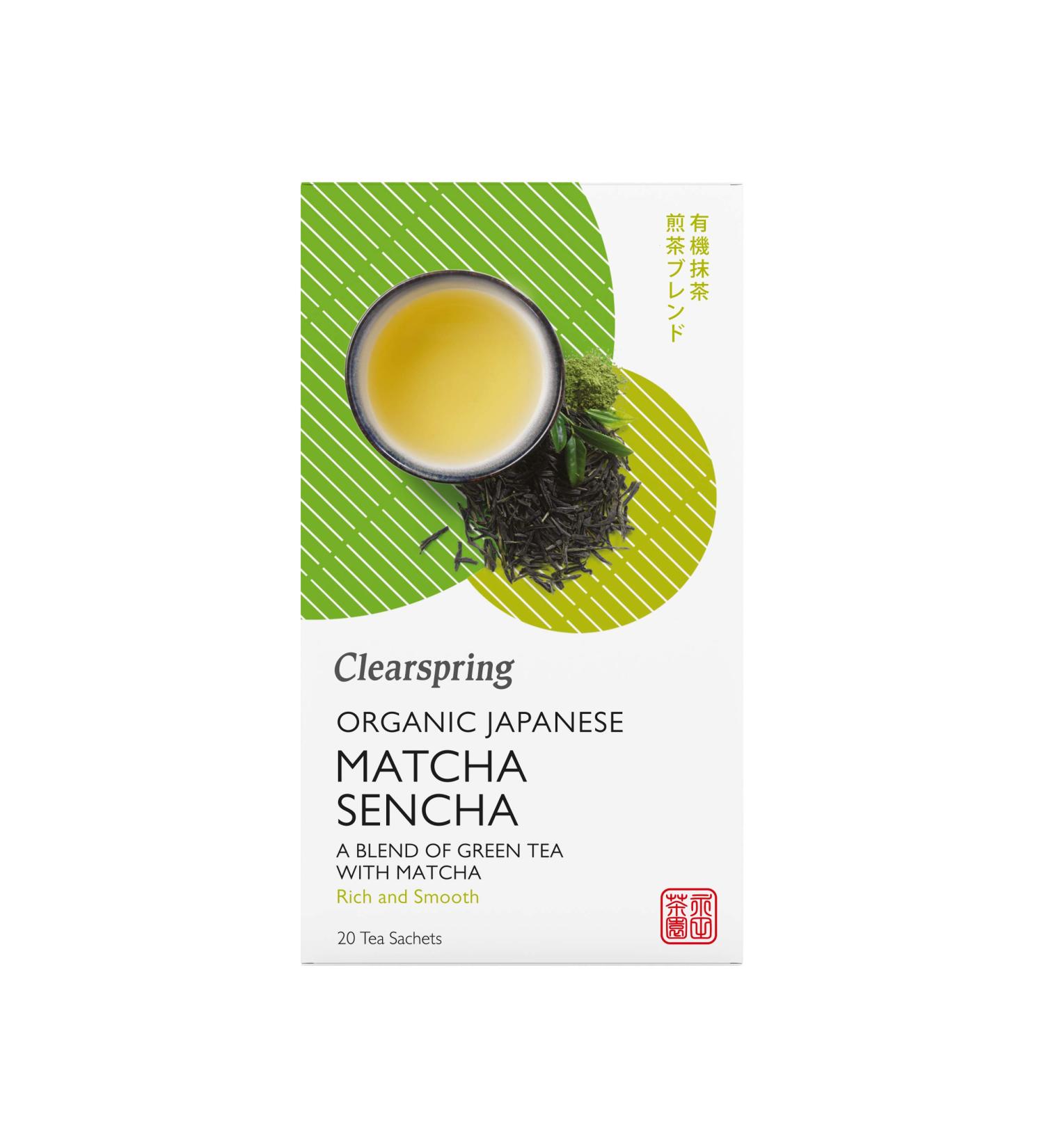 Clearspring Organic Matcha Sencha Green Tea Teabags - Authentic Japanese Blend - Buy Online on GoSupps.com