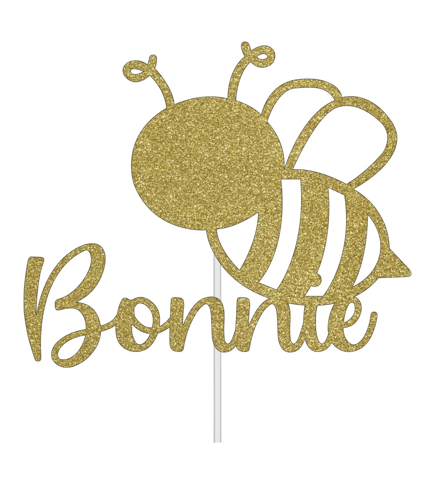 Personalize Pro Bumble Bee Cake Topper Custom Colour Any Name & Any Age Glitter Cake Decoration For 1st 10th 16th 18th 20th 21st 30th 40th 50th 60th 70th 80th Double Sided Glitter Light Gold - Buy Online on GoSupps.com