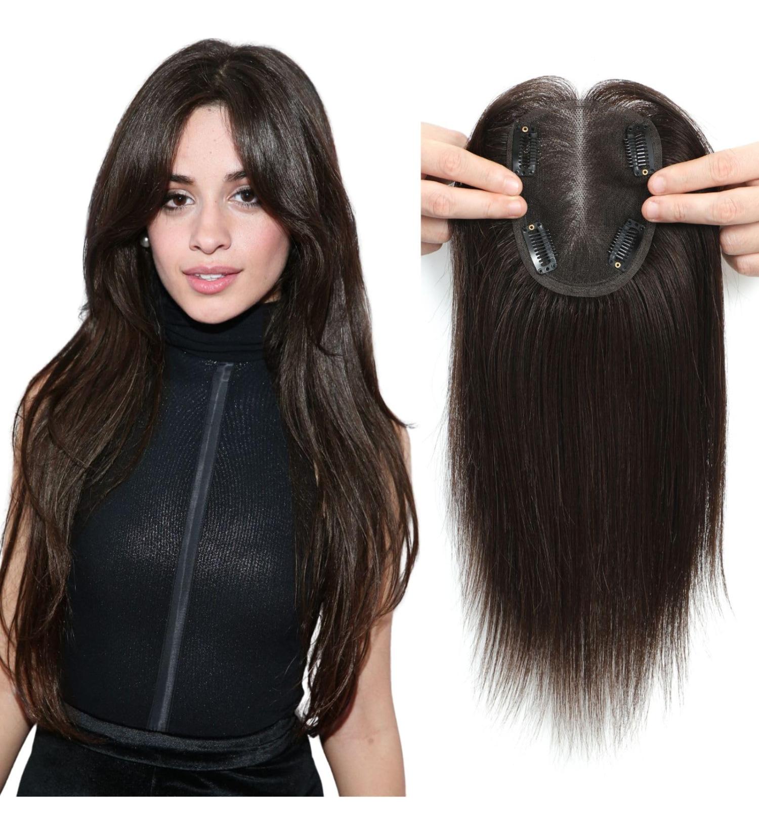 Real Hair Silk Base Topper for Thinning Hair Women - Dark Brown 12inch - Buy Online on GoSupps.com
