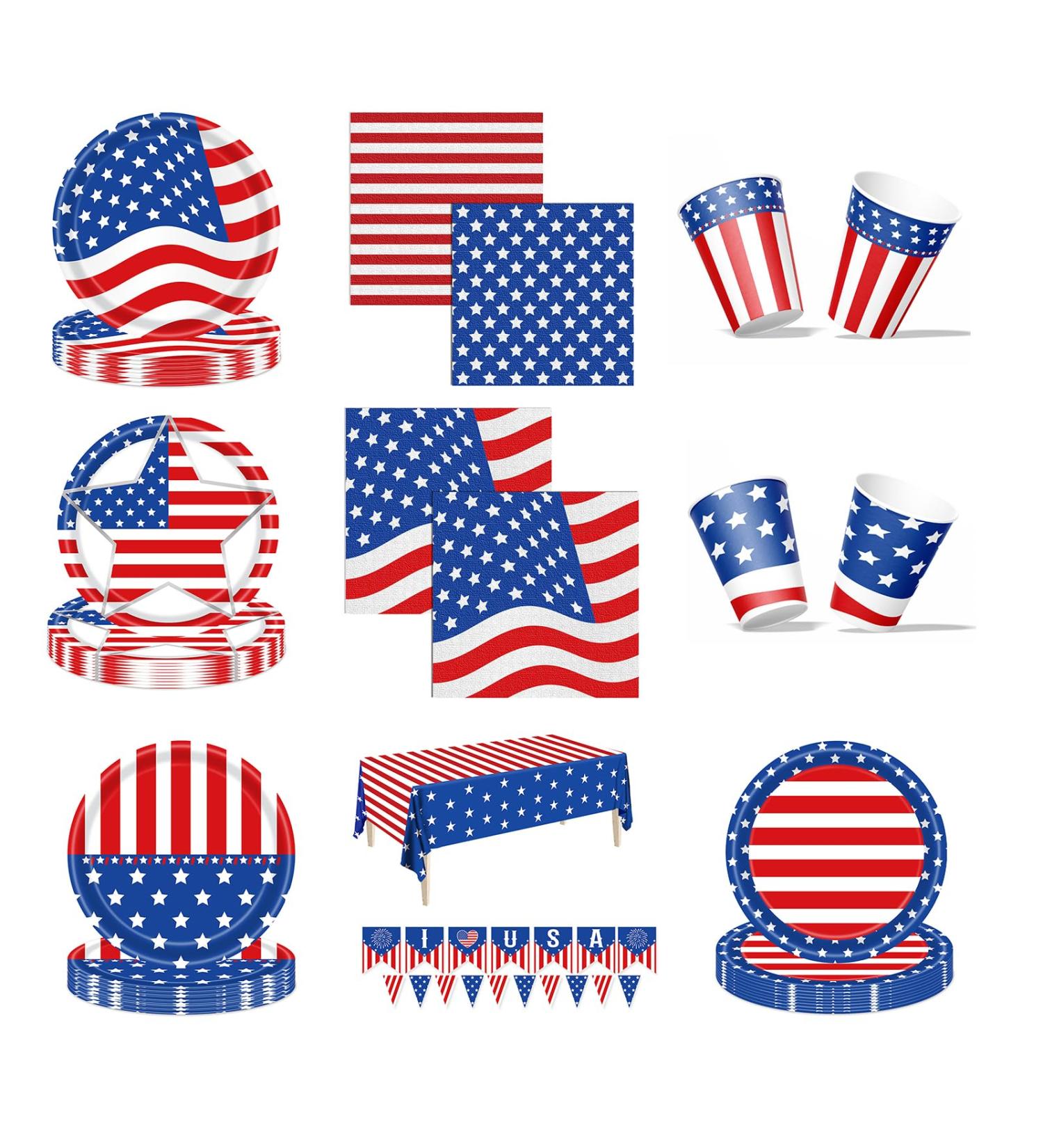 New Independence Day Party Disposable Tablecloth Plates Napkins Holiday Decorations Tablewares Independence Day - Buy Online on GoSupps.com