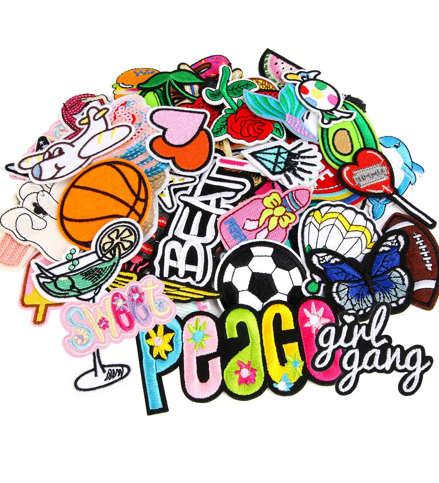 60pcs Random Assorted Styles Embroidered Iron on Patches  DIY Sew Applique Repair Patch Iron on/Sew on Patches for Backpacks Pants Clothes Jeans Jackets Hat - Buy Online on GoSupps.com