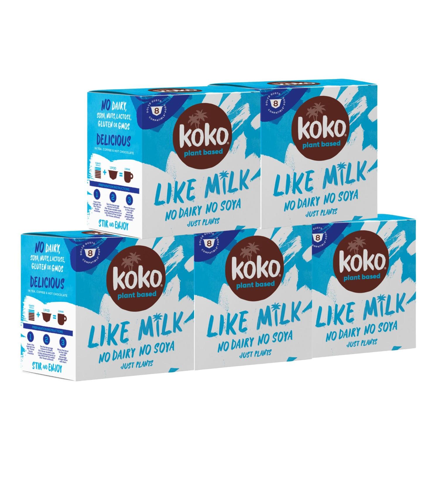 Koko Plant Based Dolce Gusto Compatible Pods (8 Pods x 5 Cases Coconut Milk) Coconut 8 Pods x 5 Cases - Buy Online on GoSupps.com