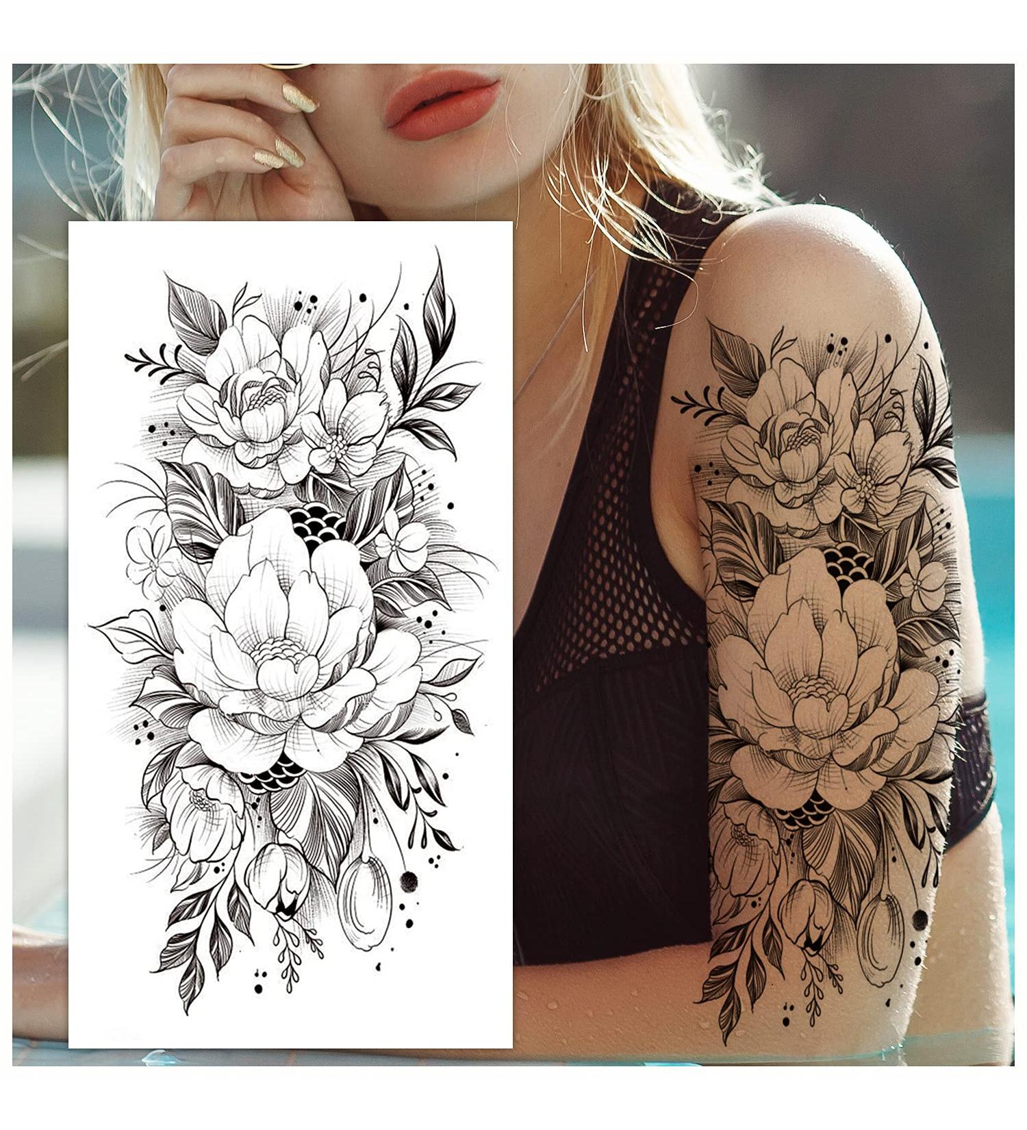 Cerlaza Temporary Tattoos for Women - Flower & Butterfly Design - Semi-Permanent Body Stickers - Waterproof - 12 Sheets - Buy Online on GoSupps.com