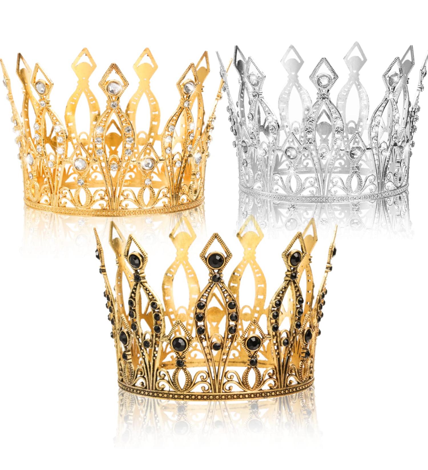 ZENFUN Set of 3 Crown Cake Toppers Crown Decorations for Party Beaded Rhinestone Mini Crown Baby Showers Cake Topper Birthday Parties Princess Themed Parties 3 Colors - Buy Online on GoSupps.com