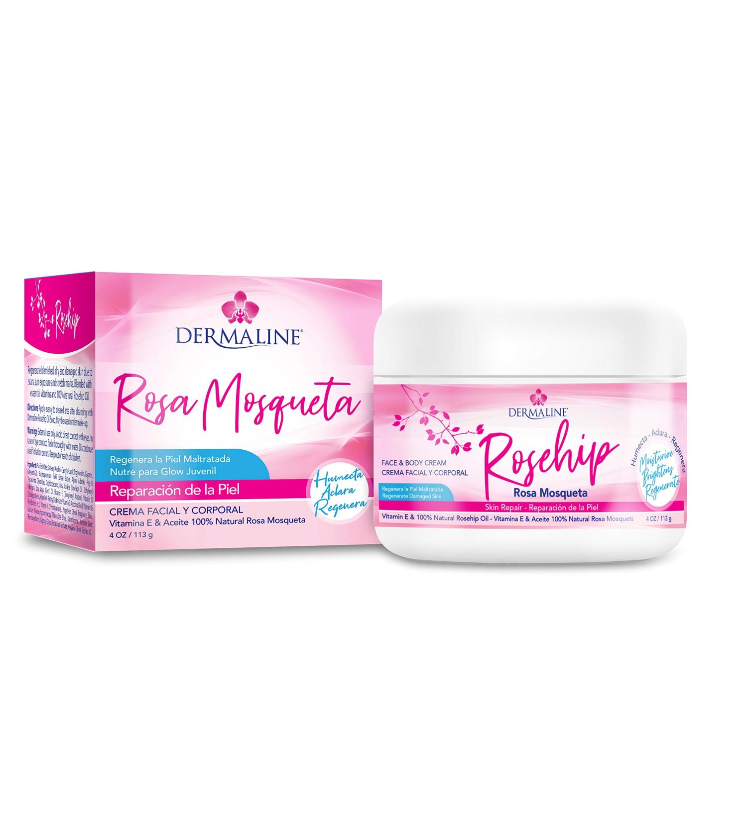 Dermaline - 100% Natural Rosehip Oil Cream with Vitamin E 2 Oz.