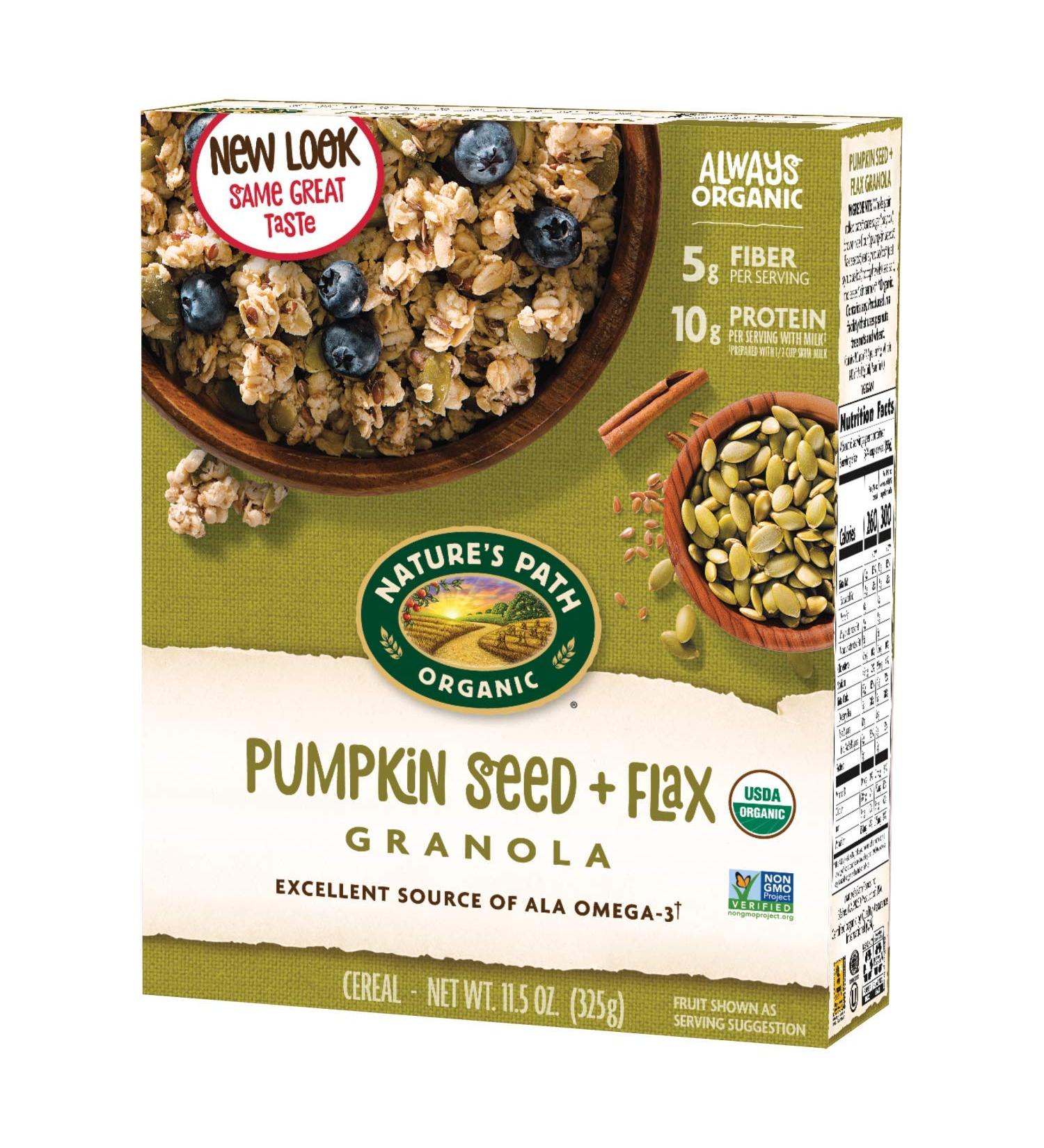 Nature's Path Organic Pumpkin Seed and Flax Granola  11.5 Ounce (Pack of 12)  Non-GMO  Heart Healthy  High Fiber  6g Plant Based Protein - Buy Online on GoSupps.com