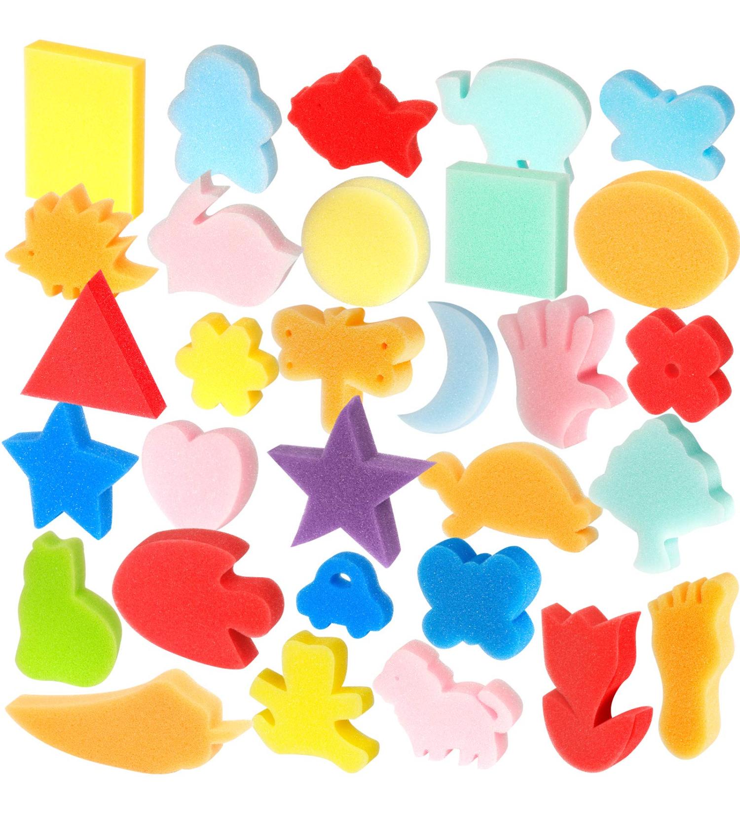 LEOBRO 30pcs Sponge Painting Shapes for Toddlers - Assorted Patterns for Early Learning - Buy Online on GoSupps.com