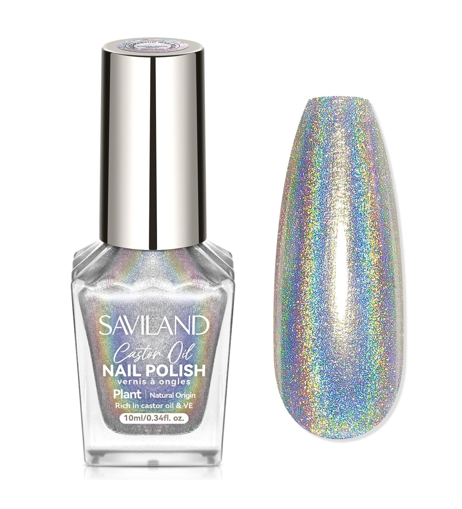 SAVILAND Holographic Nail Polish: Laser Silver Chrome Quick Dry Nail Polish Air Fast Dry 10ml Neon Nail Polish Castor Oil Non-Toxic Nail Polish Rainbow Effect Fingernail Polish Nail Art Home 1-Laser Silver Chrome Quick Dry - Buy Online on GoSupps.com