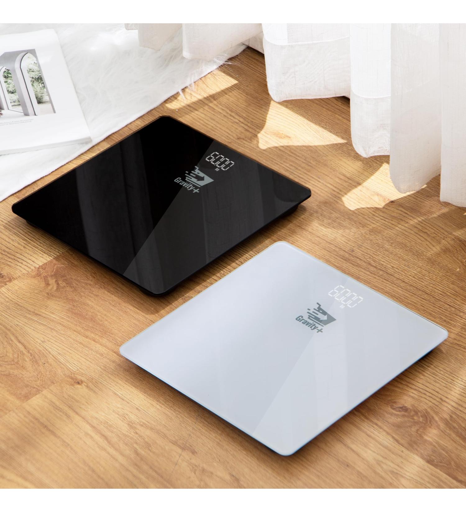 Gravity + Scale for Body Weight Weight Scale with Accuracy Balance with Clear LED Weight to Step-on Bathroom Scale with Batteries Smart Scale for Weight Scale Limit 400lb/180kg (White)