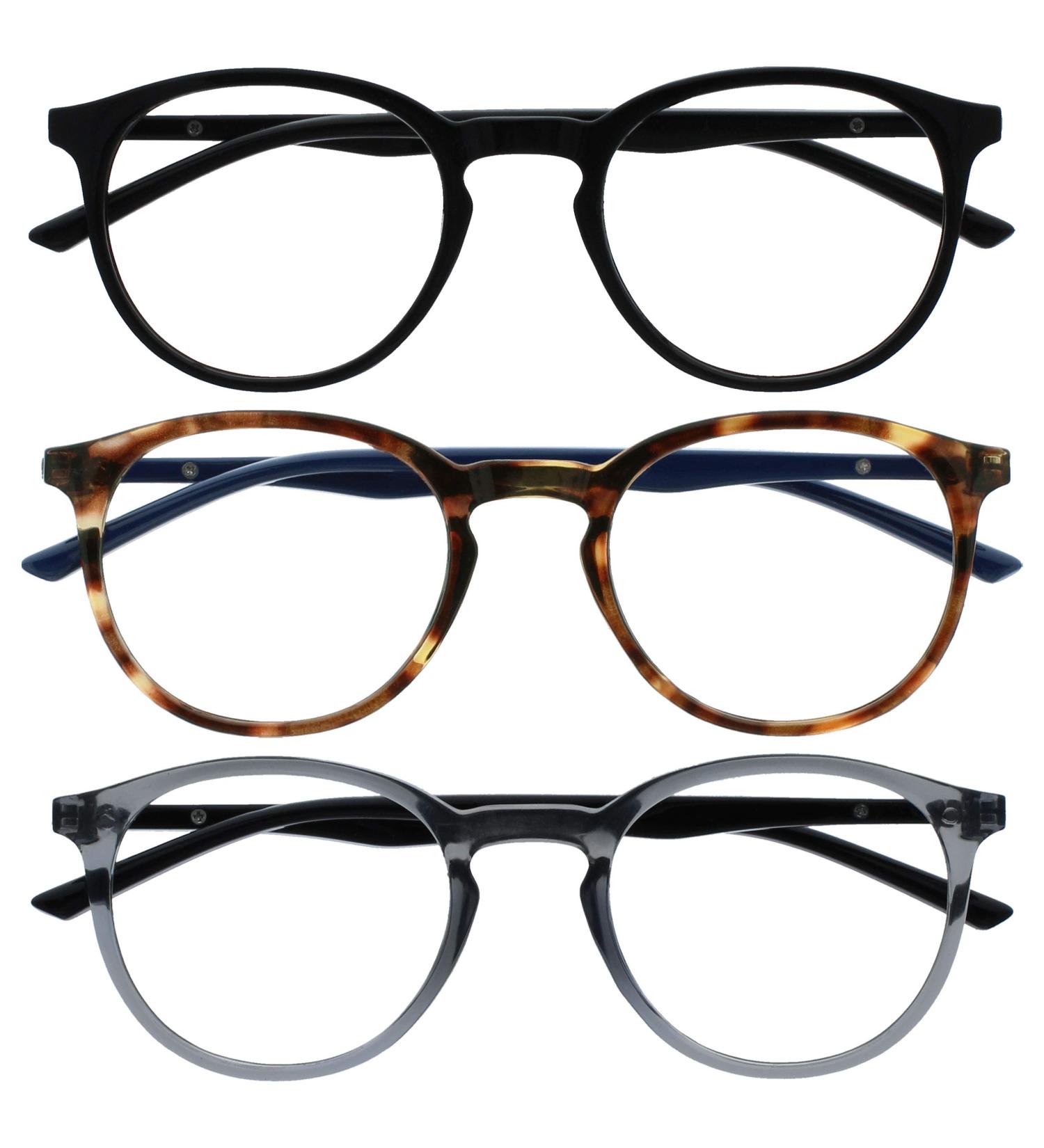 Opulize MET Reading Glasses 3-Pack Bundle | Men's & Women's +2.00 Dioptries - Stylish Black Brown Dark Blue & Gray - Buy Online on GoSupps.com