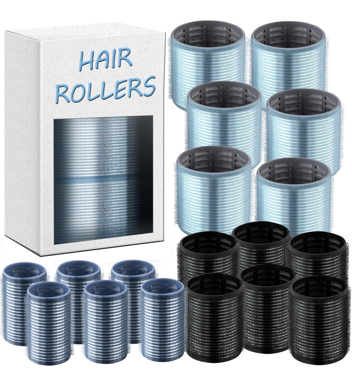 xnicx 18pcs Hair Roller Set Hair Curlers Self-Grip Ceramic Ionic Thermal Hair Rollers Hair Rollers Curlers to Sleep In for Hair Blowout Look Salon Quality Hair Rollers for Long Short Hair Blue