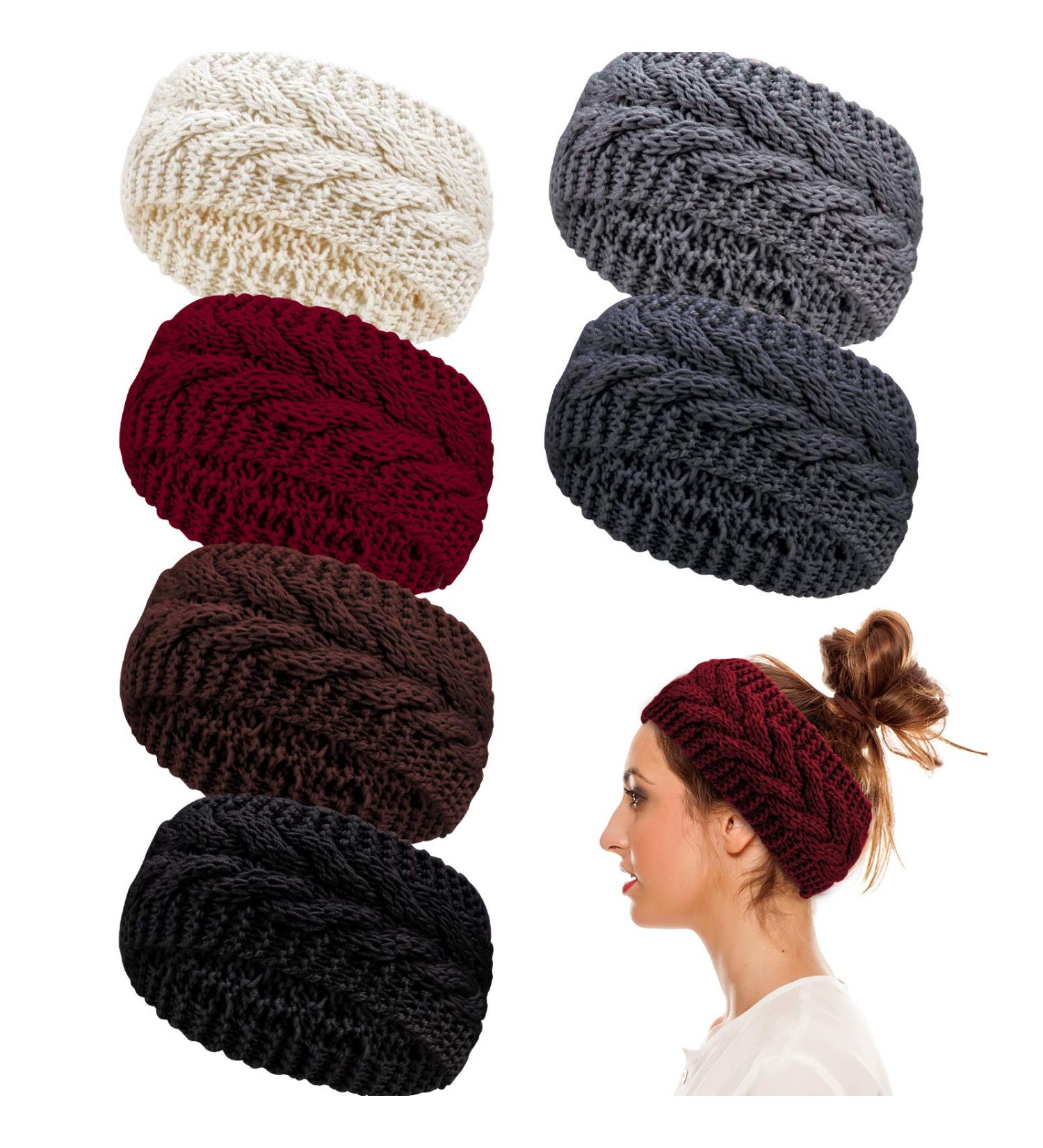 Whaline Twist Knitted Headbands Set - 6 Pieces | Winter Ear Warmers, Turban Head Wraps, Hair Scrunchies & Scarves for Women Autumn & Winter Colors - Buy Online on GoSupps.com