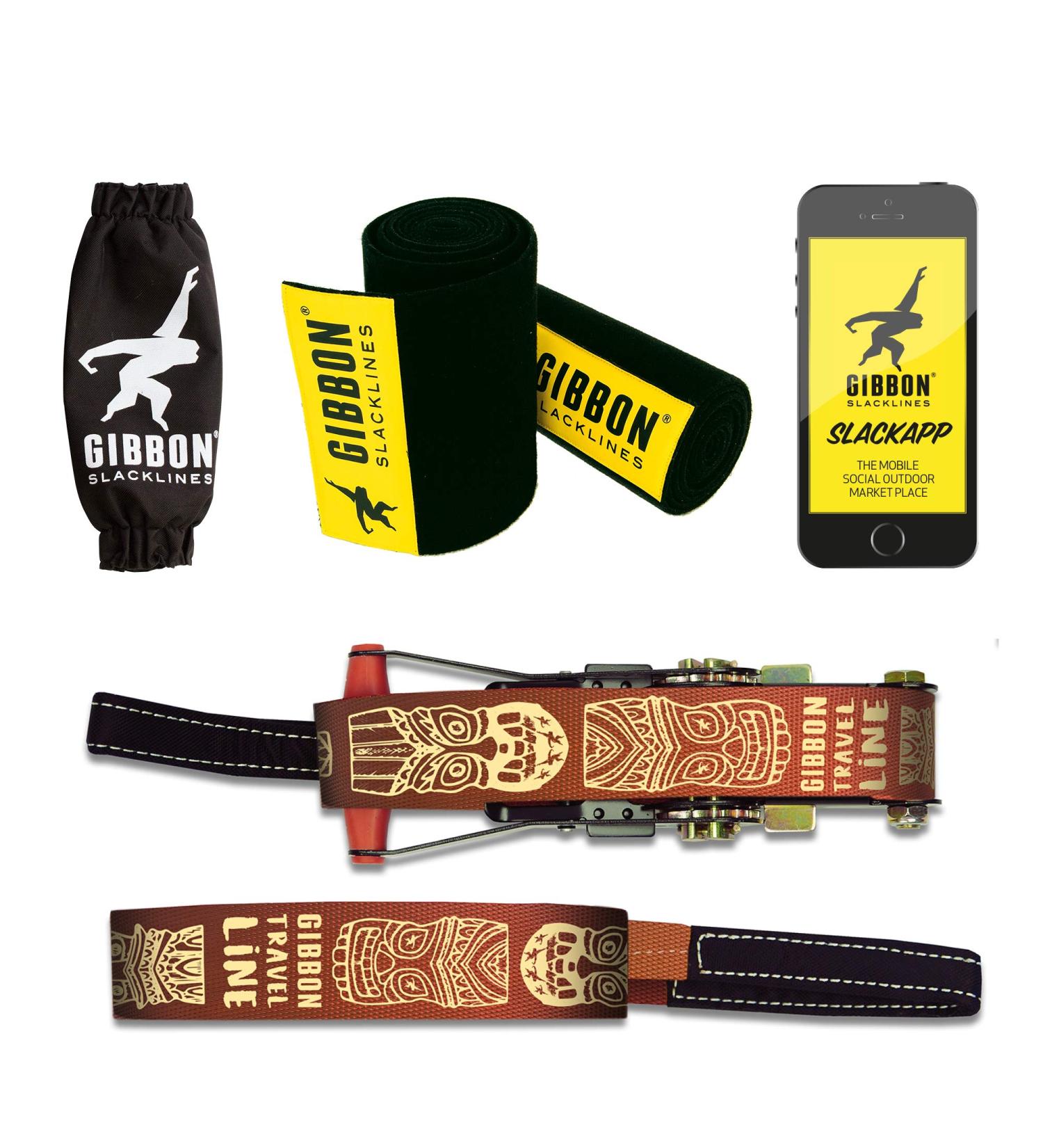 Gibbon Travelline Slackline Kit with Treewear - Brown - 49ft - 50mm Wide - Buy Online on GoSupps.com
