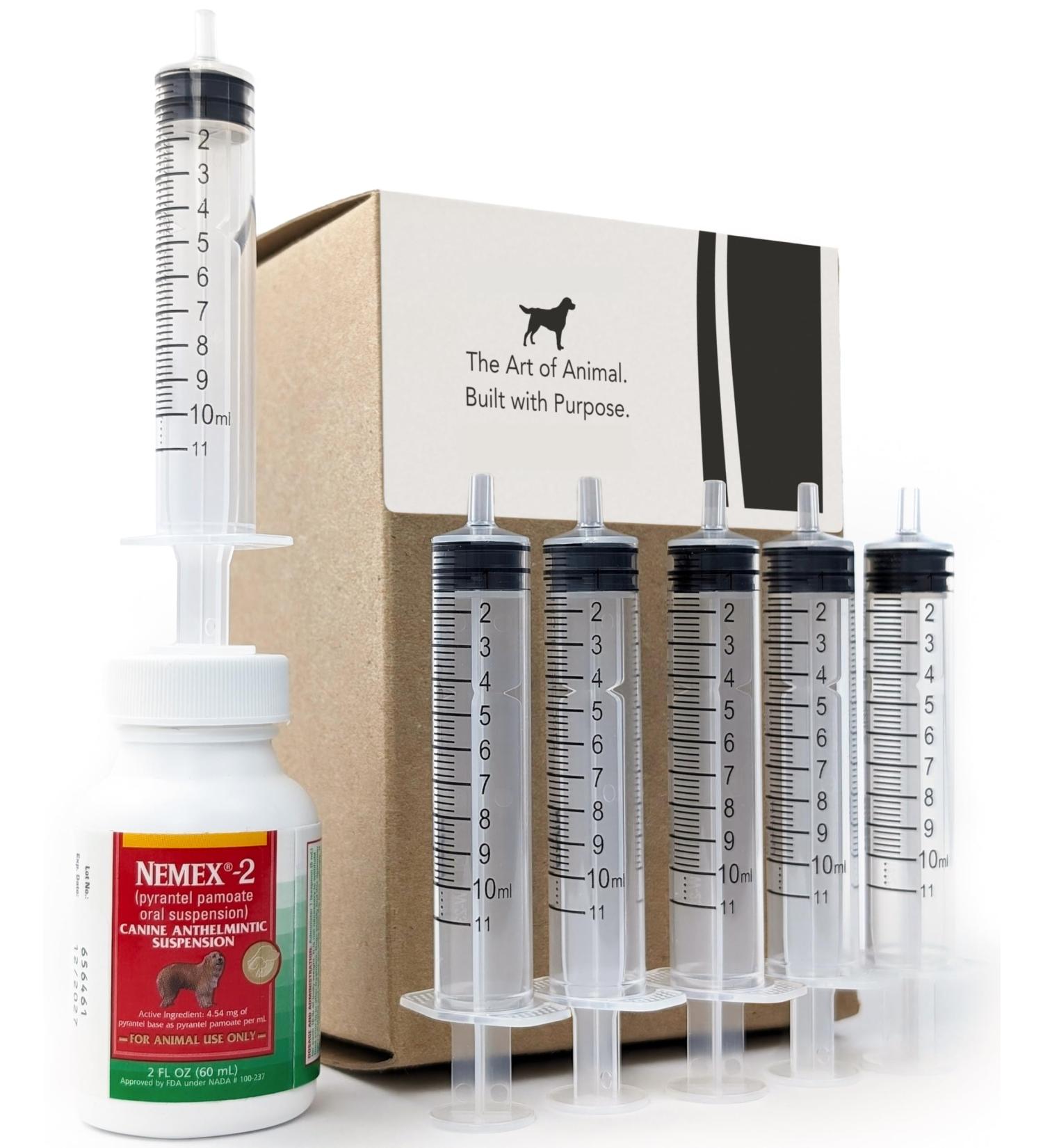 Buy Nemex 2 Liquid Dewormer for Puppies & Dogs - Pyrantel Pamoate - All Life Stages - 2 oz with Six Oral Syringes - Tasty Caramel Flavor - Fast International Shipping - Buy Online on GoSupps.com
