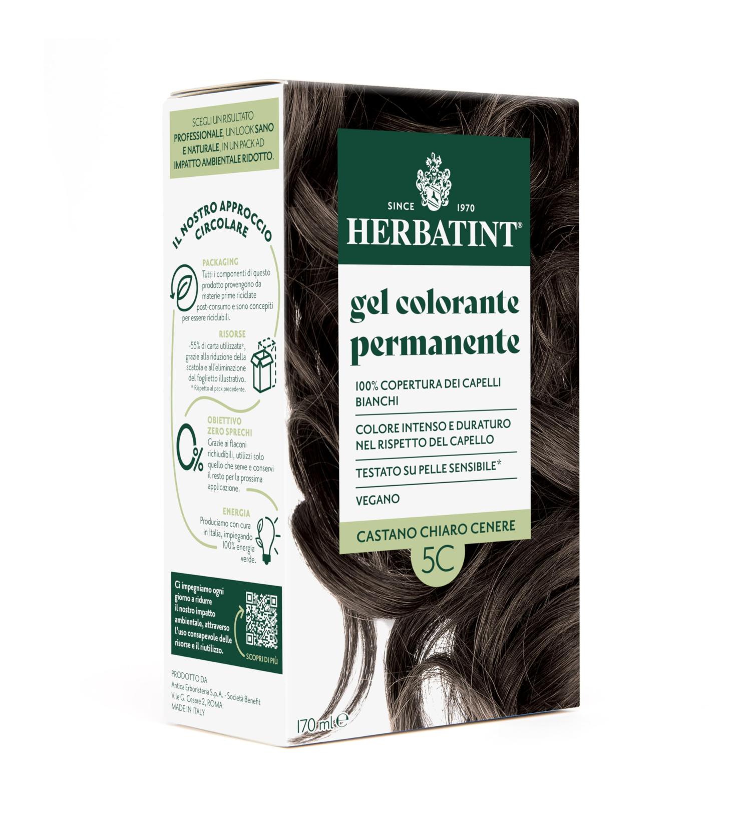  Herbatint Herbatint Permanent Hair Color Gel 5C Light Ash Brown - 170 ml | Ammonia-Free 100% Gray Coverage | For Sensitive Skin with 8 Natural Organic Extracts - Buy Online on GoSupps.com