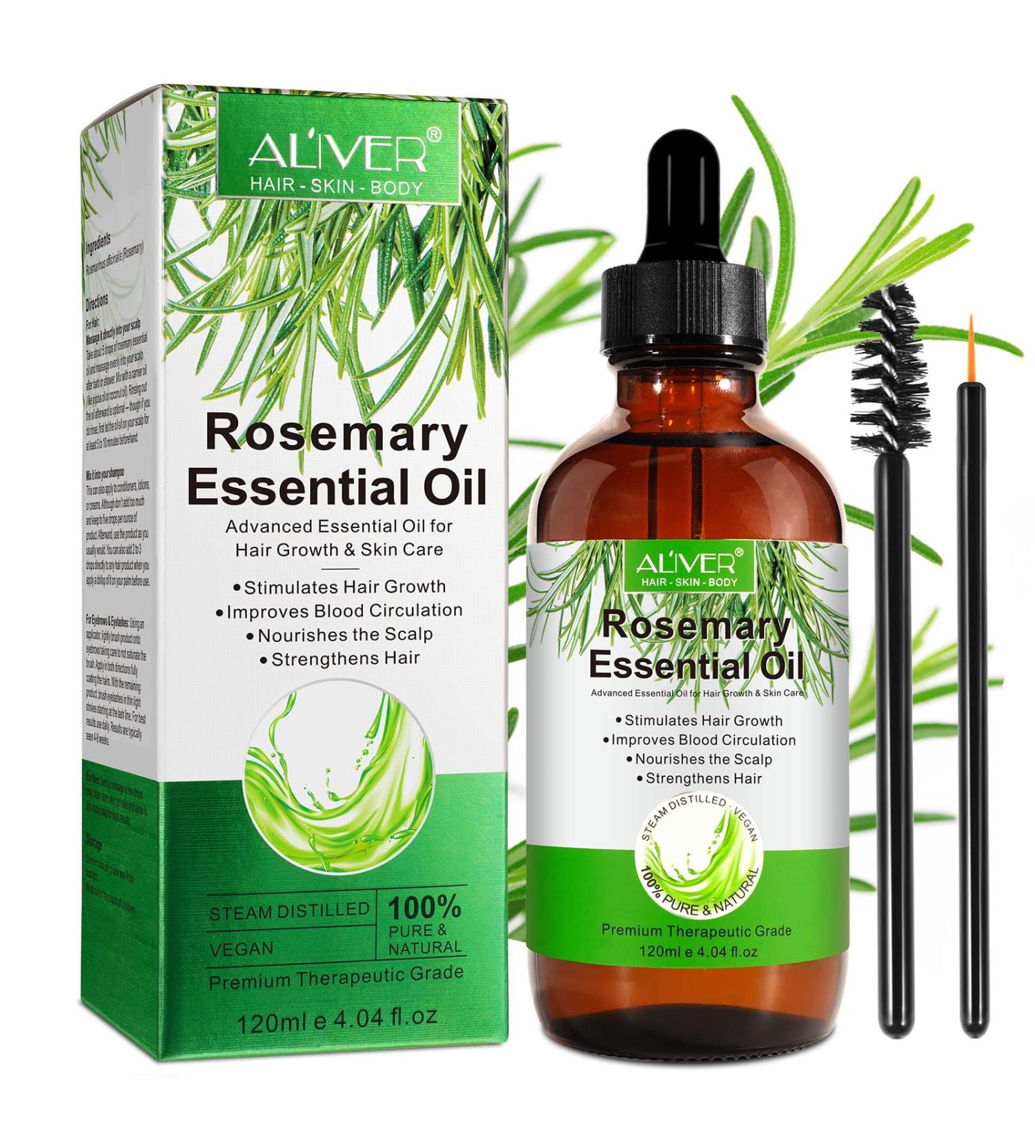 Organic Rosemary Oil for Hair Growth and Skin Care - 120ml Pure Essential Oil for Hair Loss Treatment - Buy Online on GoSupps.com