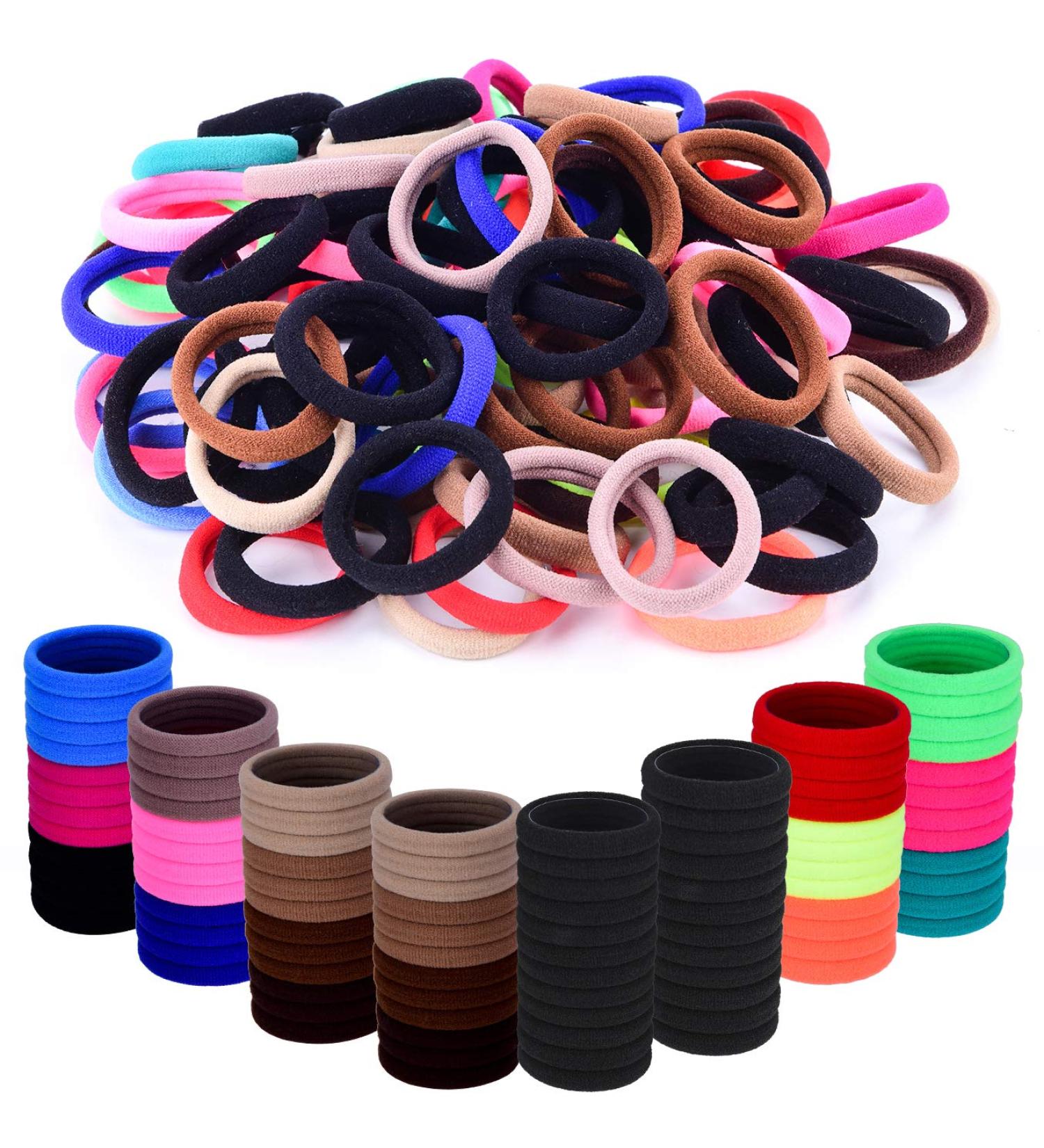Seamless Cotton Hair Ties - 96pcs | Elastic Hair Bands for Women & Girls | No Crease Ponytail Holders in 15 Colors - 8mm Thick - Buy Online on GoSupps.com