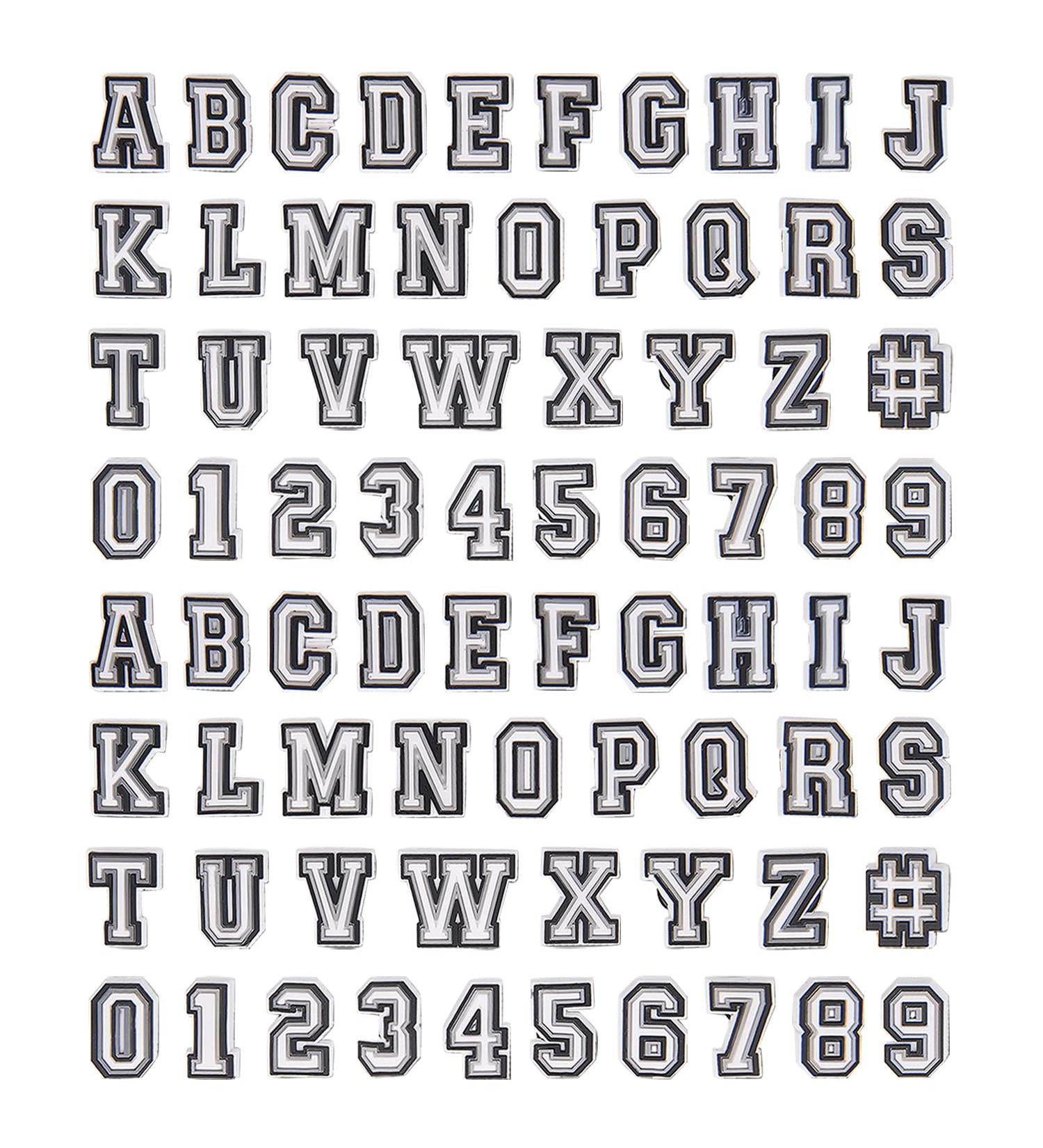 74 Pack Letter Charms for Clog Sandals - Alphabet & Number DIY Shoe Decoration Pins - Black & White - Ideal for Boys, Girls, Teens, Men, Women, and Adults - Buy Online on GoSupps.com