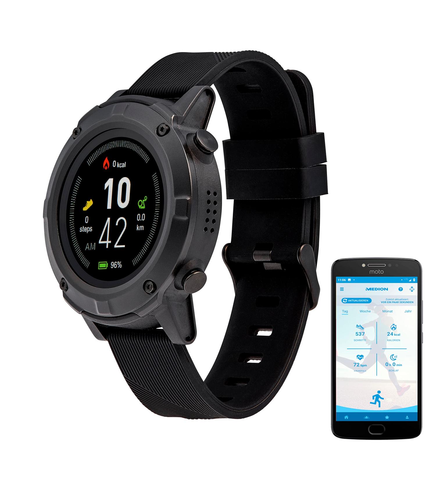 MEDION S2400 GPS Sports Watch - 1.3 Color Display Heart Rate Monitor Multi-Sport Modes IP68 Waterproof - Buy Online on GoSupps.com