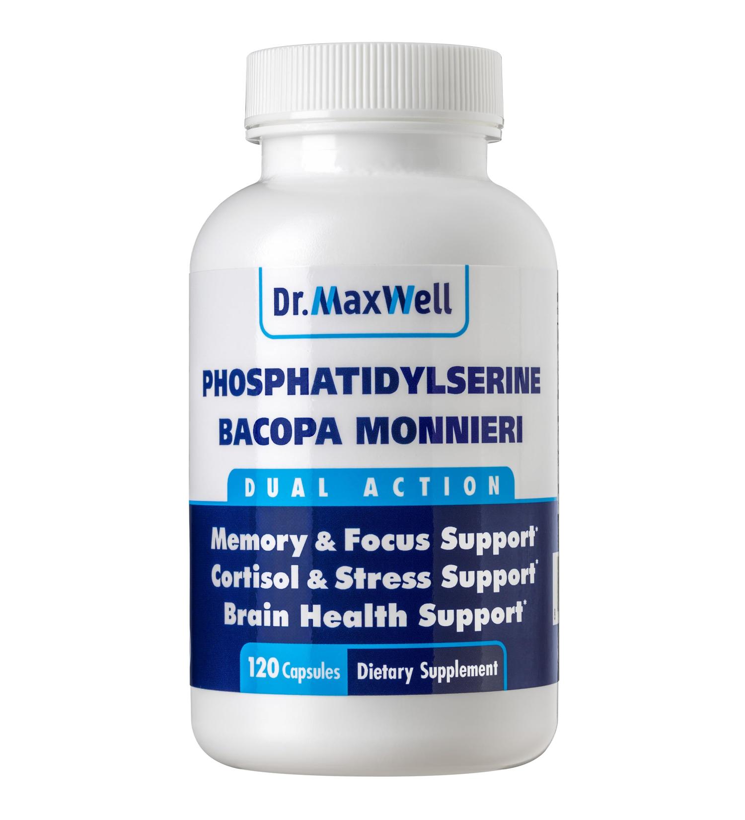 Dr. Maxwell Phosphatidylserine & Bacopa Monnieri Better Than Each Alone. Phosphatidylserine Supplement 300mg No Fillers Soy Free 2in1 120 Capsules. Memory Support - Buy Online on GoSupps.com