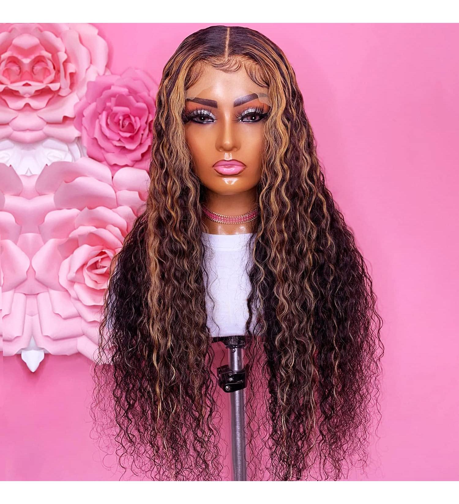 Giannay Highlight Lace Front Wig 24 - Deep Curly Wave Synthetic Wig for Black Women with Natural Hairline - Buy Online on GoSupps.com