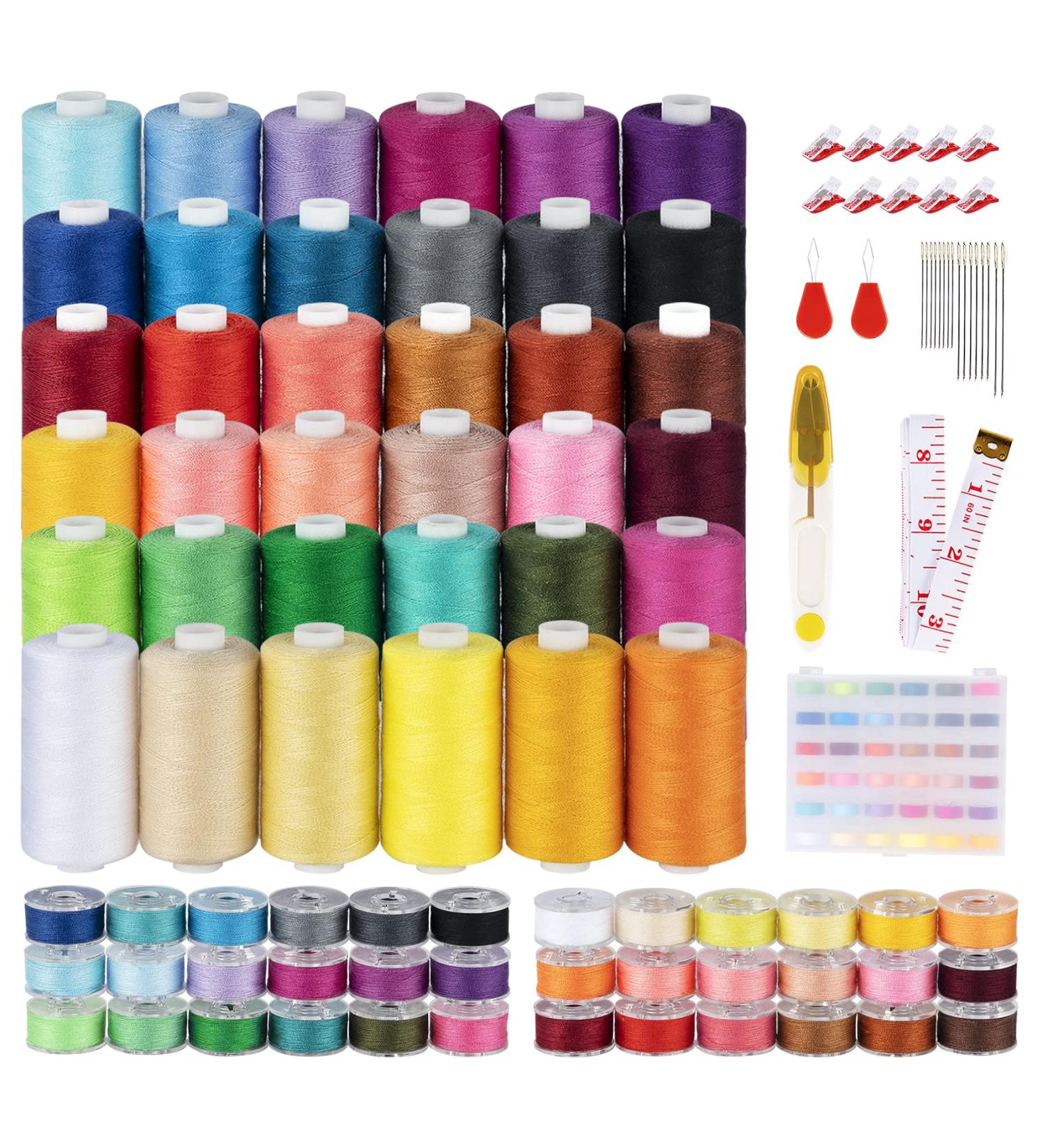 ilauke 72Pcs Sewing Thread Set - 700Yds, 36 Colors Polyester Thread Spools - Compatible with Brother, Singer, Janome - Includes Prewound Bobbins - Sewing Supplies - Buy Online on GoSupps.com