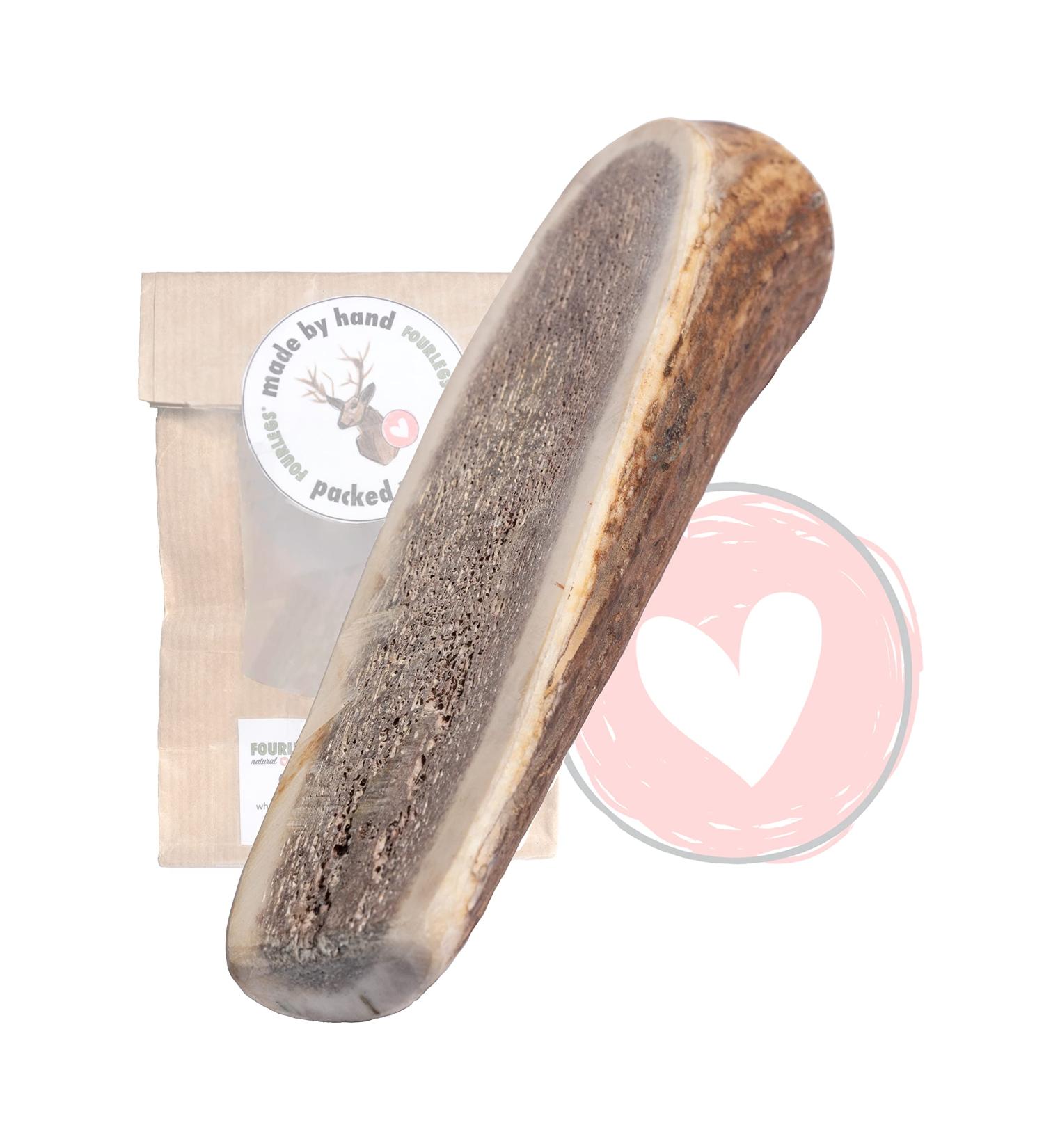 Fourles Natural Kausnack for Dogs - 100% Deer Antlers XL Halved Chew Bone Dental Care & Minerals - Premium Dog Chewing Treats - Buy Online on GoSupps.com