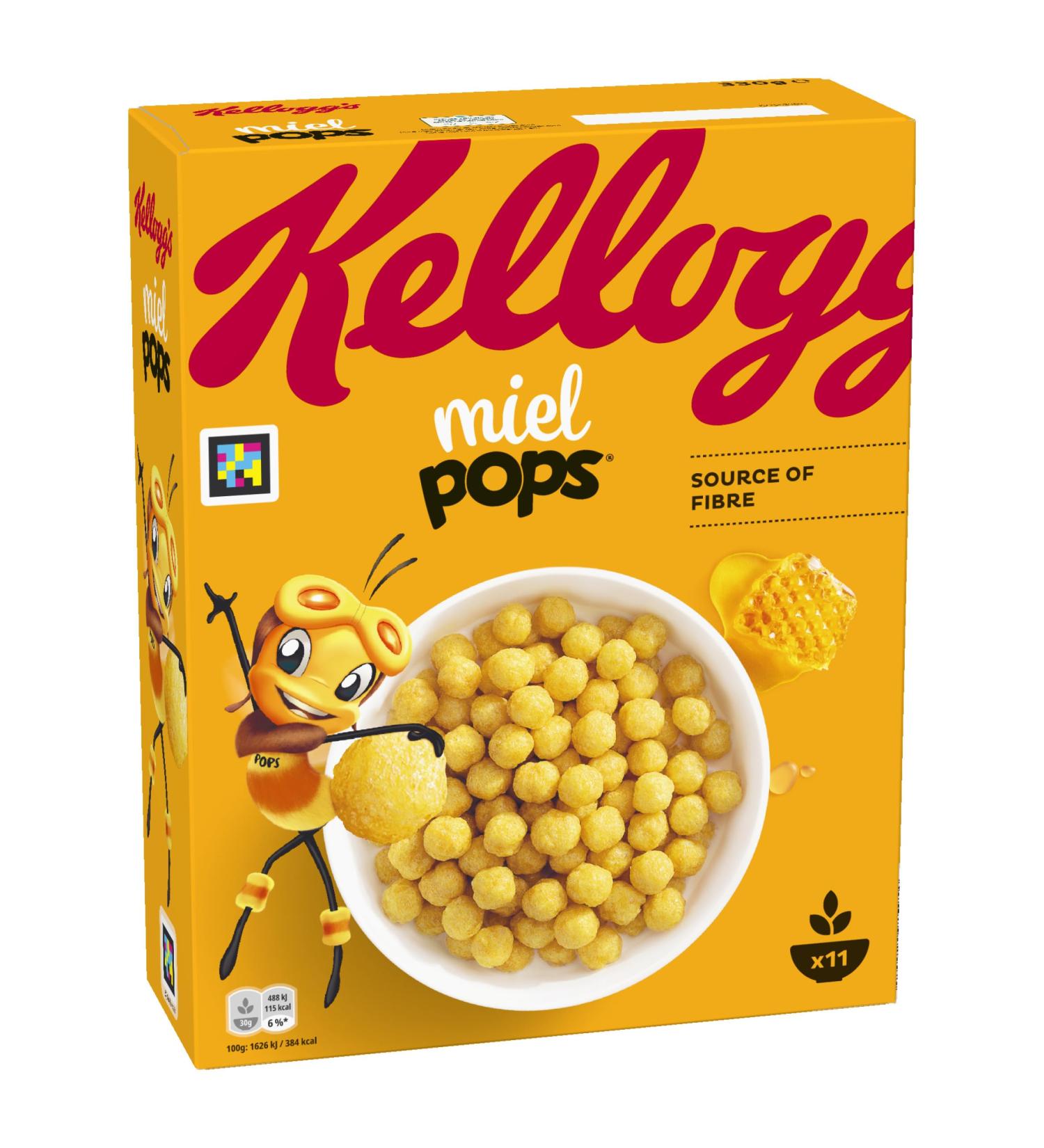 Kellogg's Honey Pops Loops Original Breakfast Cereals 330g