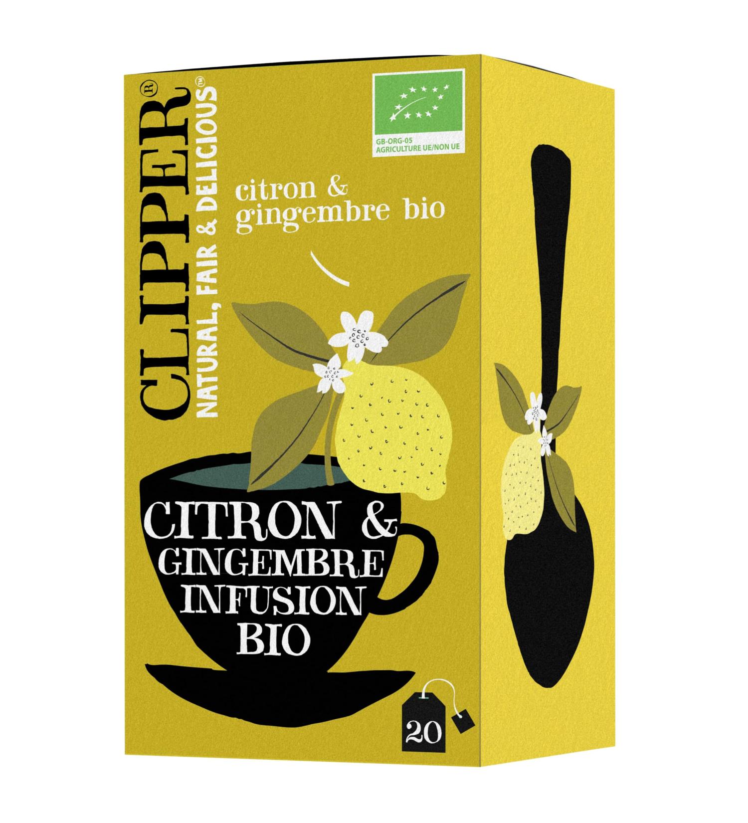 CLIPPER - Organic Infusion - Lemon & Ginger - 20 Organic Infusion Sachets - 1 pack - Buy Online on GoSupps.com