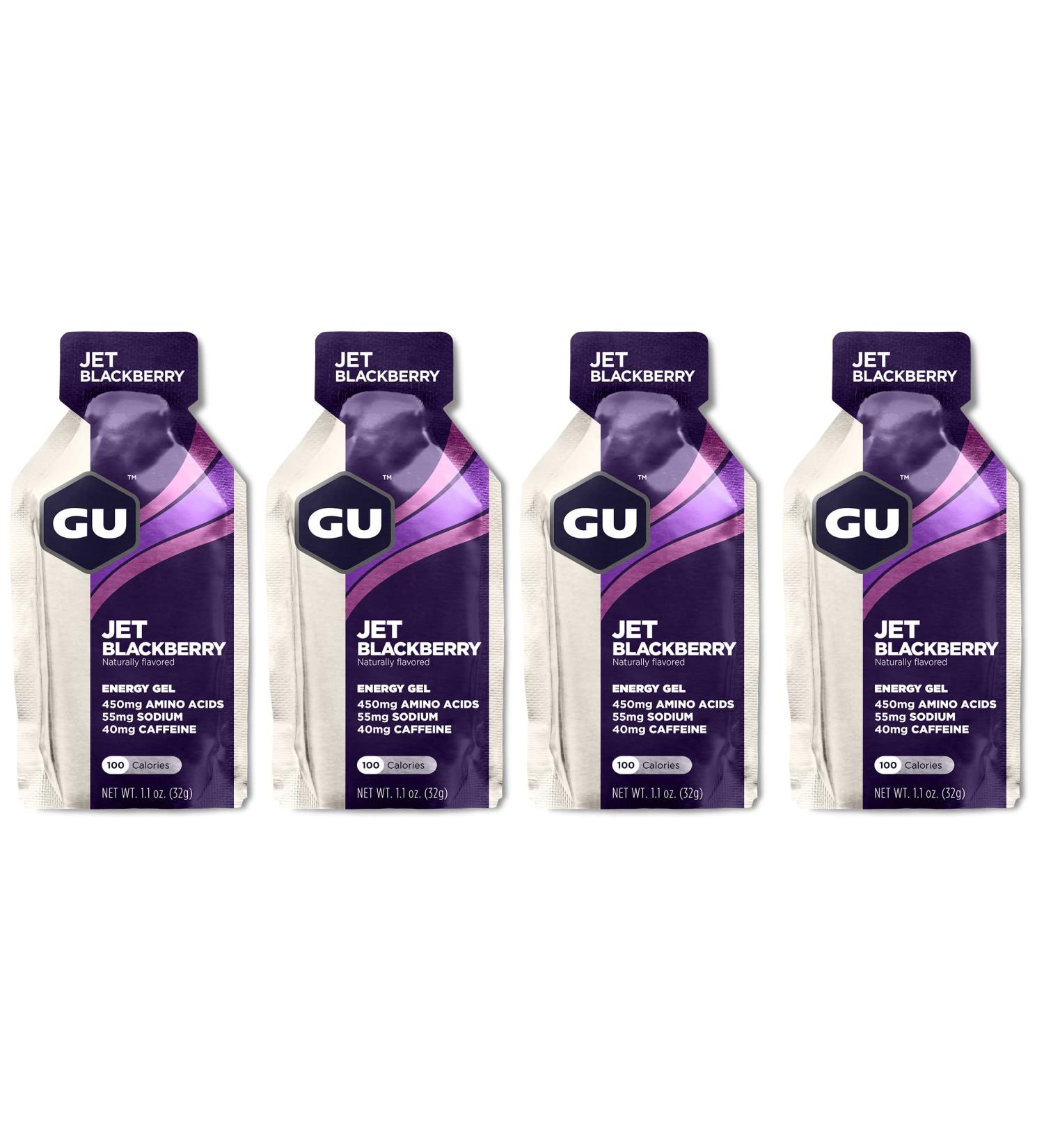 GU Energy Running Gels - 4 Gel Taster Pack - Sports Energy Gels For Running Cycling Triathlon (Jet Blackberry) - Buy Online on GoSupps.com