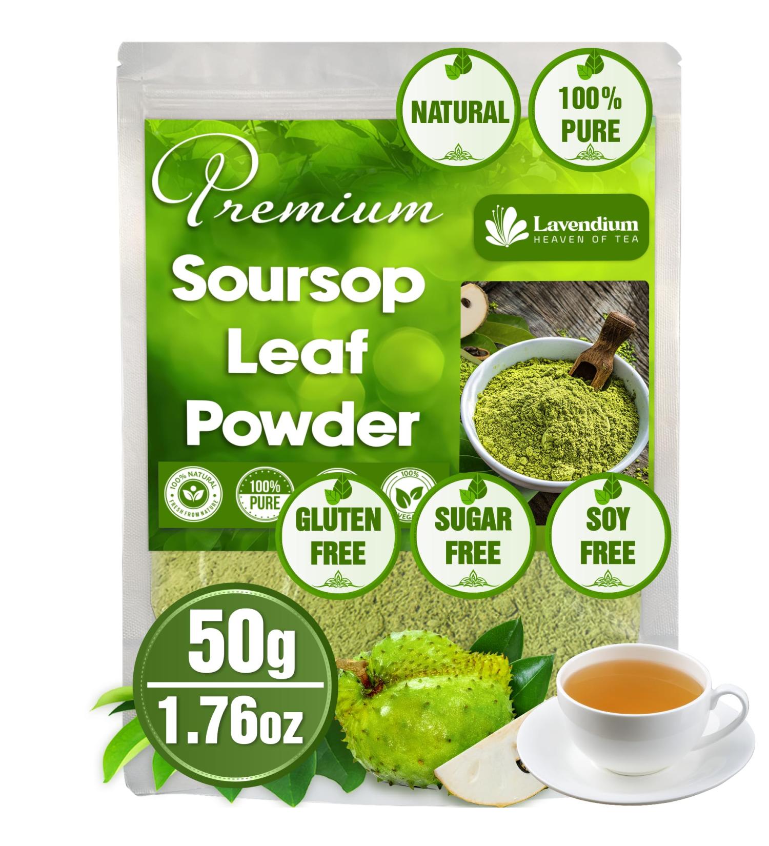 Lavendium Premium 50g (1.76oz) Soursop Leaf Powder 100% Natural & Pure from Soursop Leaves Wildcrafted Graviola Powder Hoja Guanabana Soursop Loose Leaf Powder - Buy Online on GoSupps.com