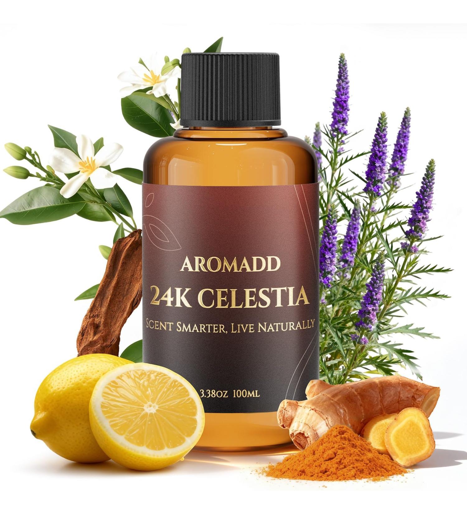 AROMADD 24K Celestia Diffuser Oil Inspired by Luxury Hotel Scent 3.38 Fl Oz (100ml) Aroma Diffuser & Hotel Fragrance Diffuser Oil Essential Oil Diffuser for Aromatherapy Long-Lasting 24K Celestia 3.38 Fl Oz (Pack of 1) - Buy Online on GoSupps.com