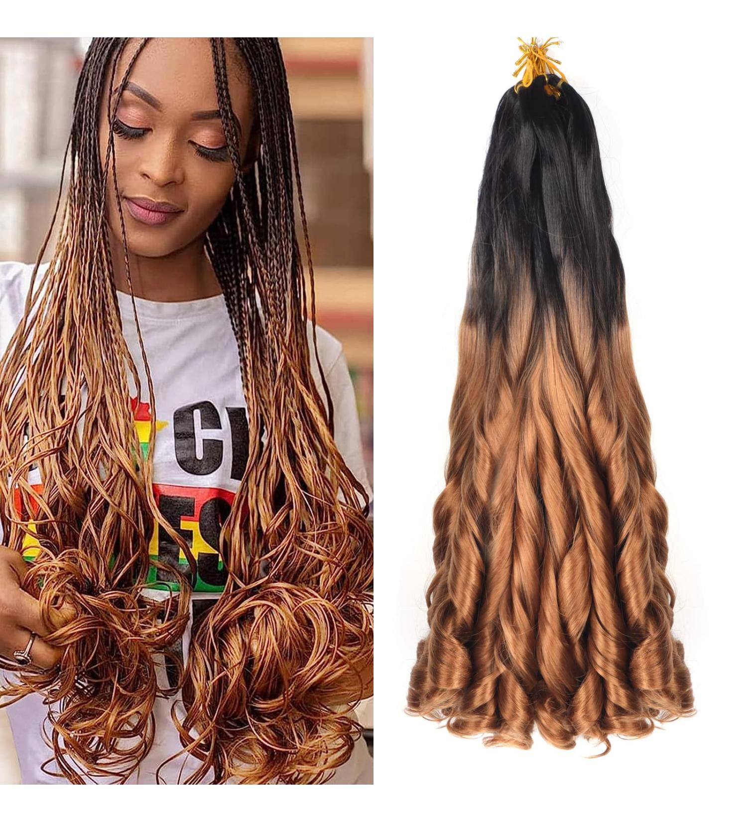 Ainimiu French Curly Braiding Hair 22 Inch 8 Packs - Pre Stretched Bouncy Braiding Hair- Loose Wavy Braiding Hair Synthetic Hair Extensions for Black Women 22 Inch(pack of 8) 1B/30 - Buy Online on GoSupps.com
