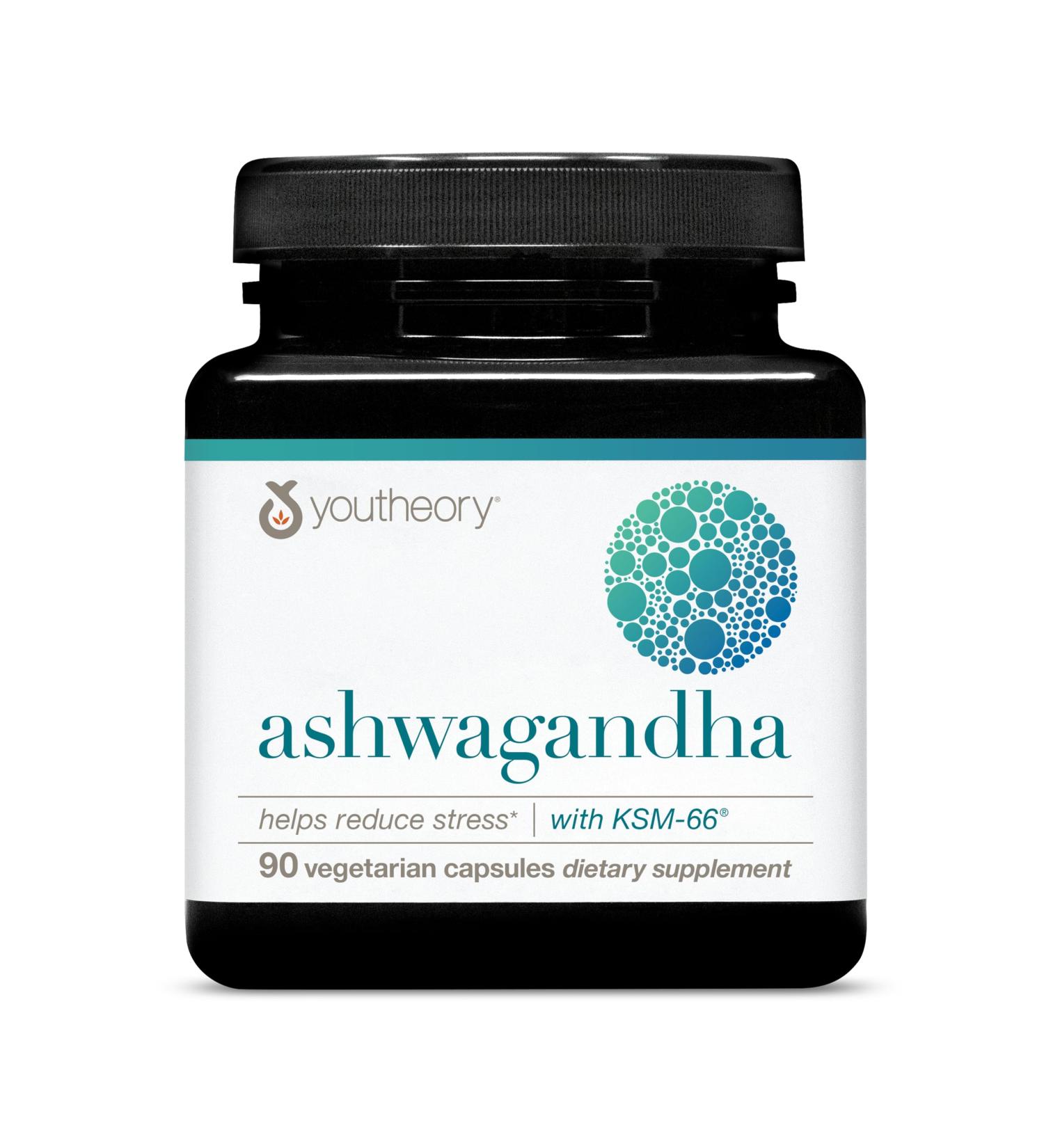 Youtheory Ashwagandha - with Organic KSM-66 Ashwagandha - Herbal Blend to Support Stress Relief & Energy Levels* - Helps Support Mood* - 1 000 mg - 90 Vegetarian Capsules (45-Day Supply) - Buy Online on GoSupps.com